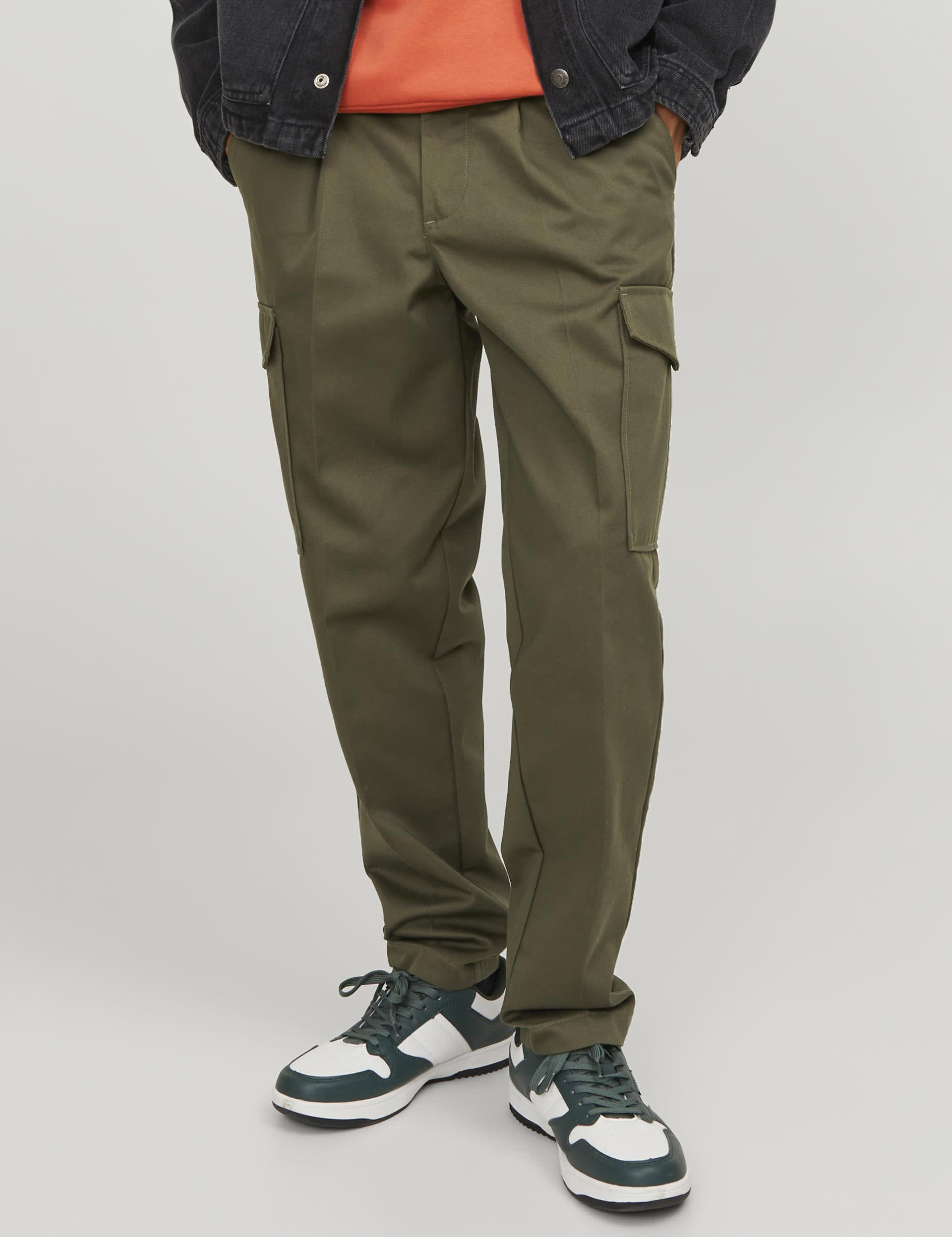 Jack & Jones Men's Tapered Fit Cargo Trousers - 32/32 - Khaki, Khaki,Navy