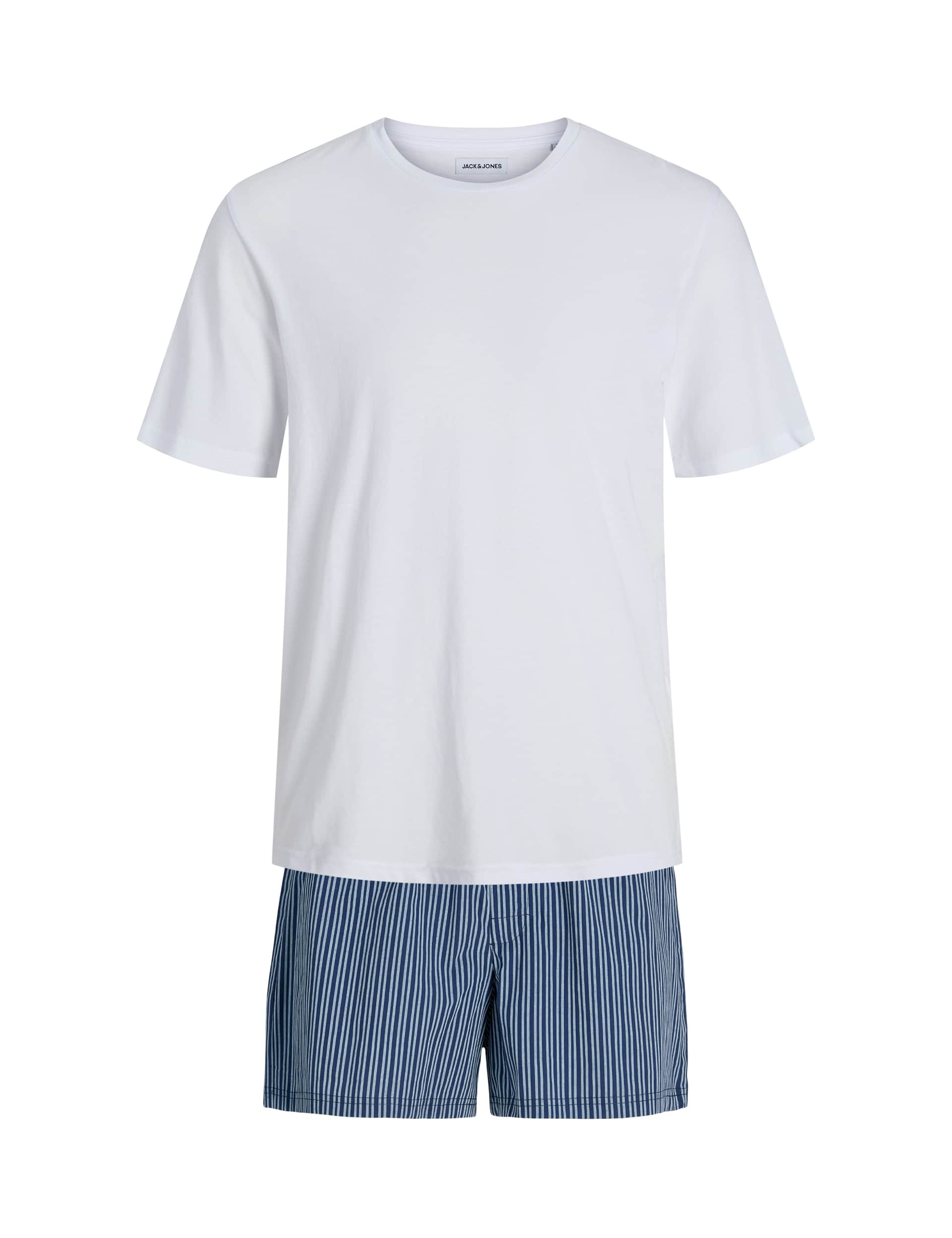 Jack & Jones Men's Pure Cotton Pyjama Set - L - White Mix, White Mix