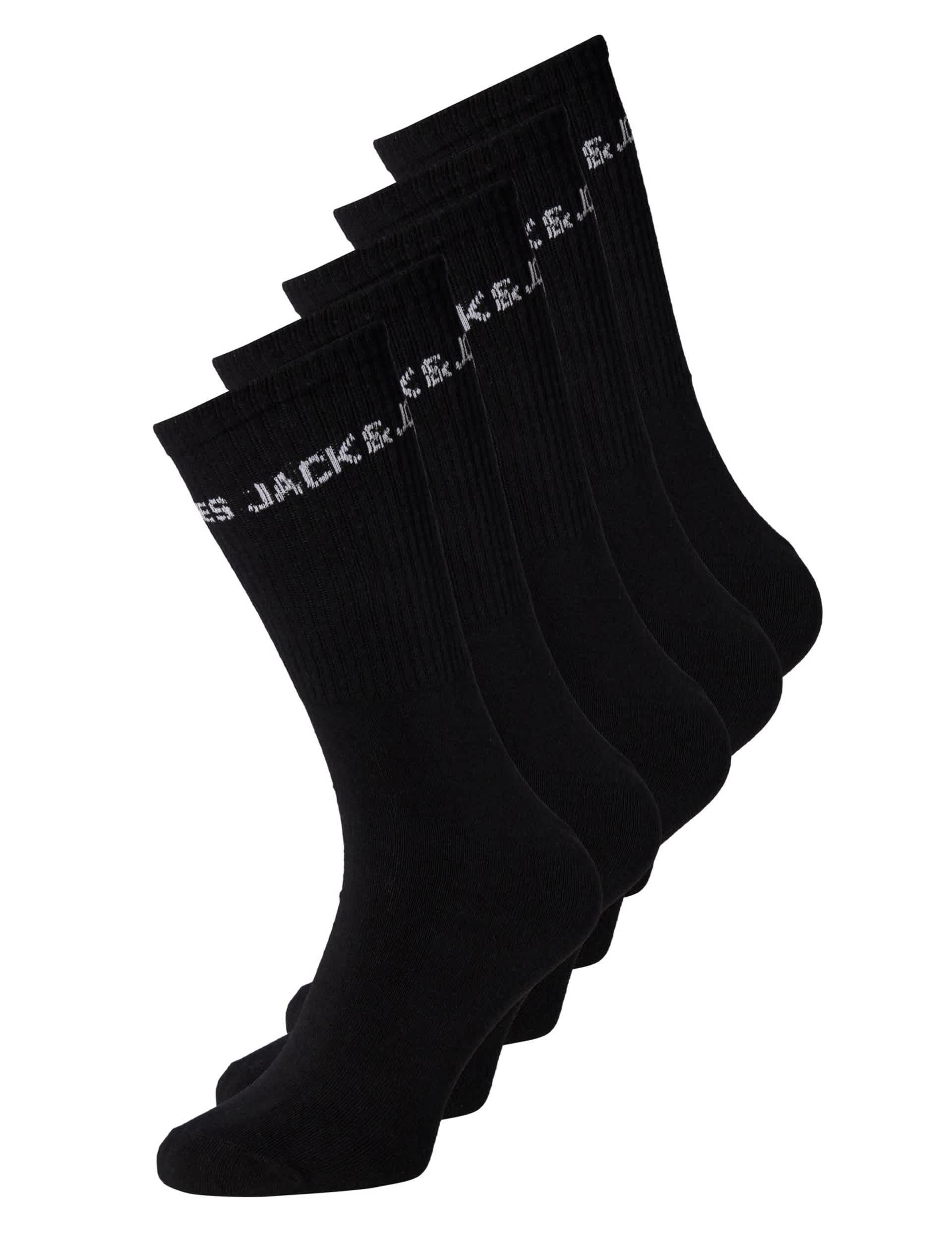 Jack & Jones Men's 5pk Cotton Rich Socks - one size - Black, Black