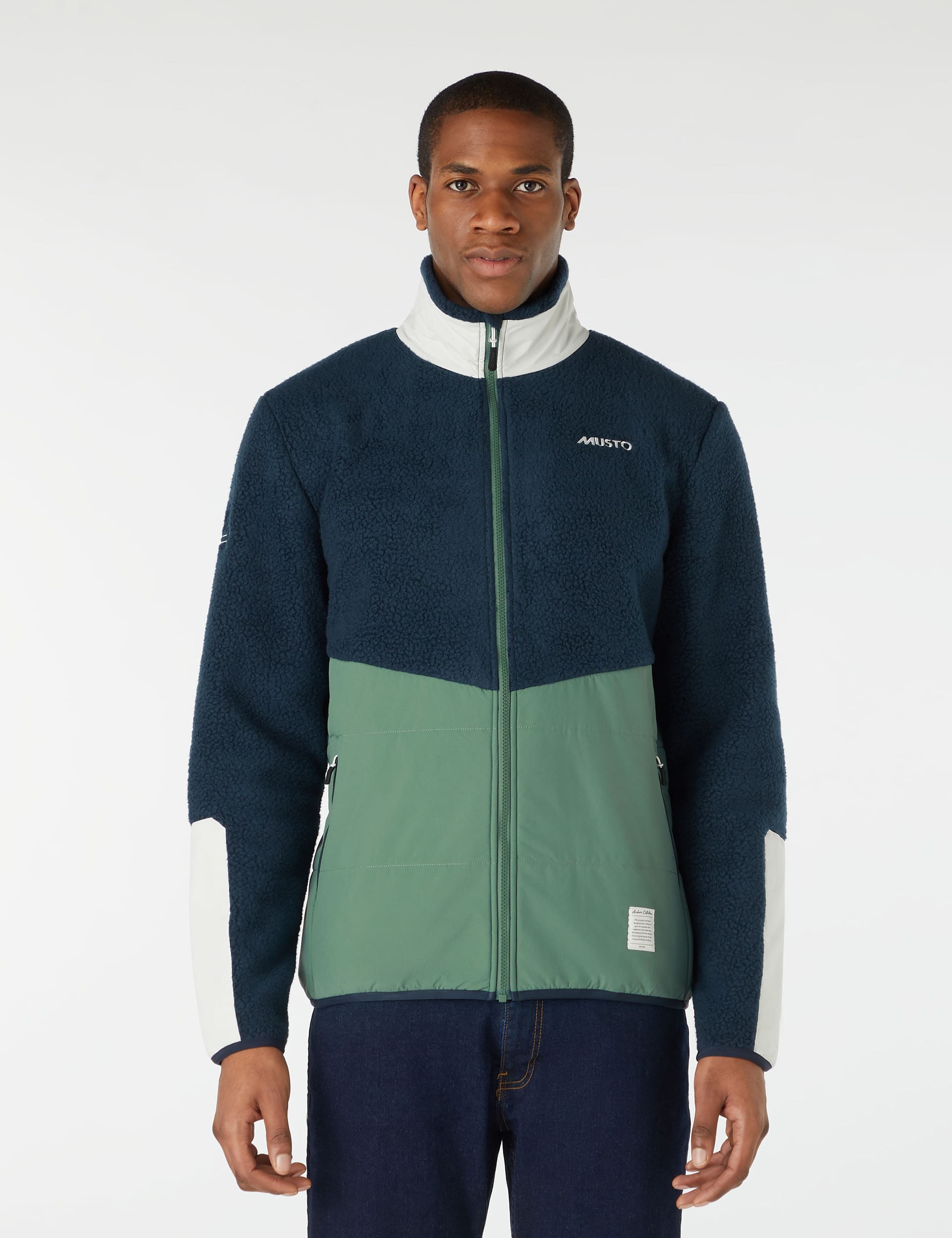 Musto Men's Fleece Colour Block Jacket - M - Green Mix, Green Mix