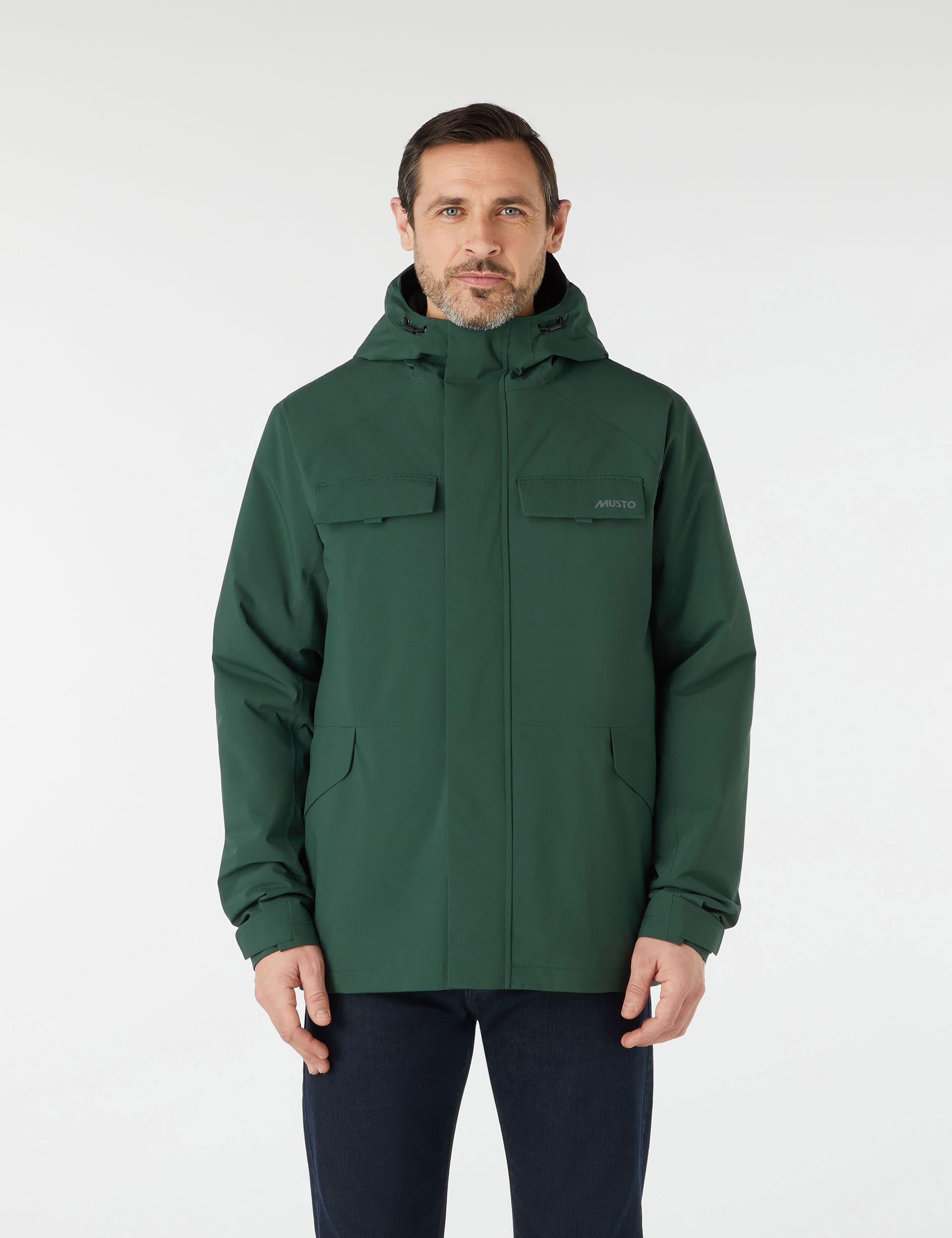 Musto Men's Waterproof Padded Hooded Coat - L - Green, Green,Navy