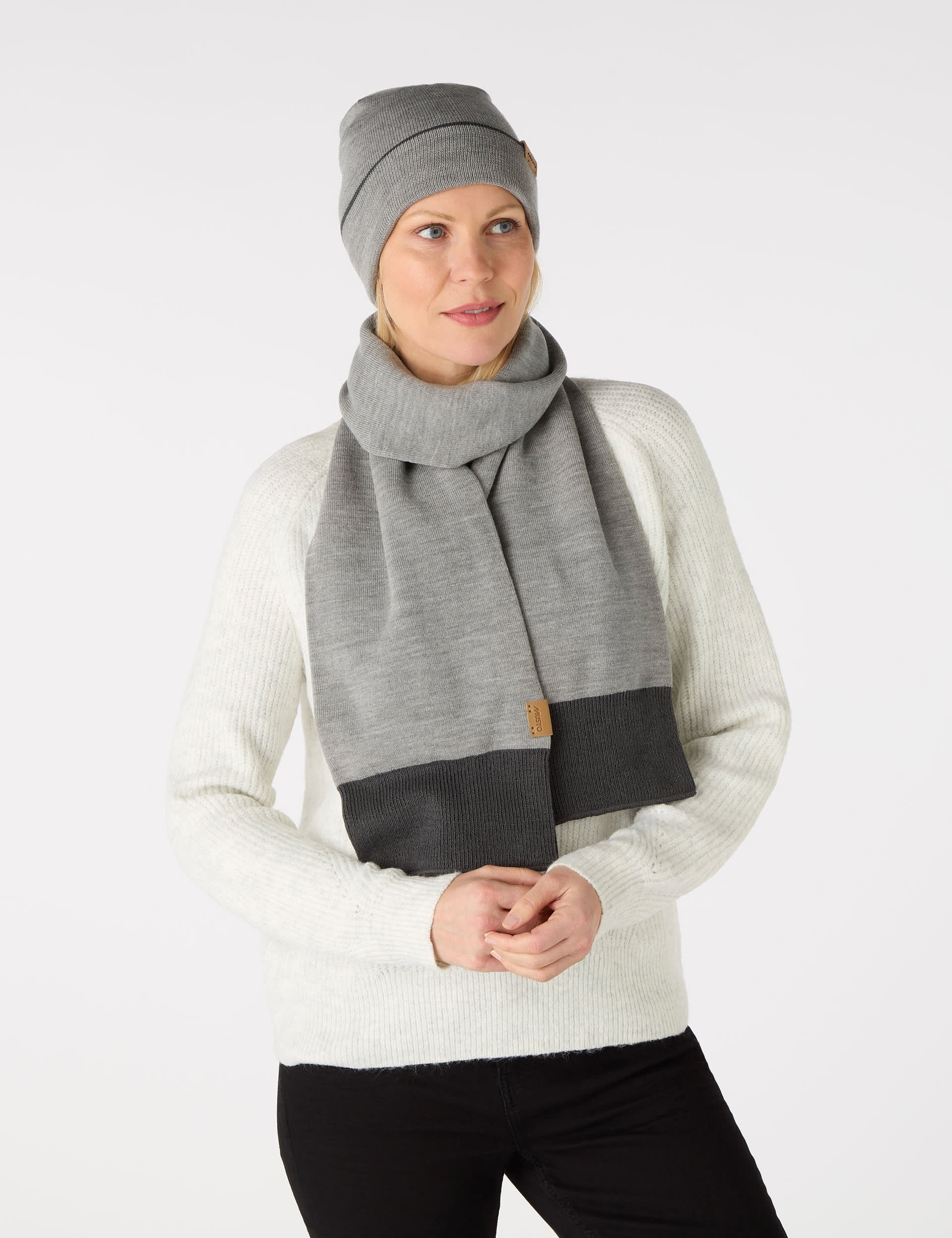 Musto Men's Tipped Beanie Hat & Scarf Set - Grey Mix, Grey Mix