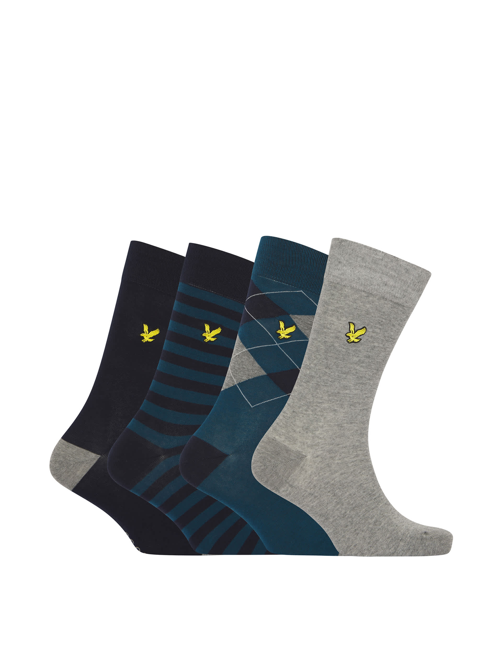 Lyle & Scott Men's 4pk Checked Cotton Rich Socks - one size - Blue Mix, Blue Mix