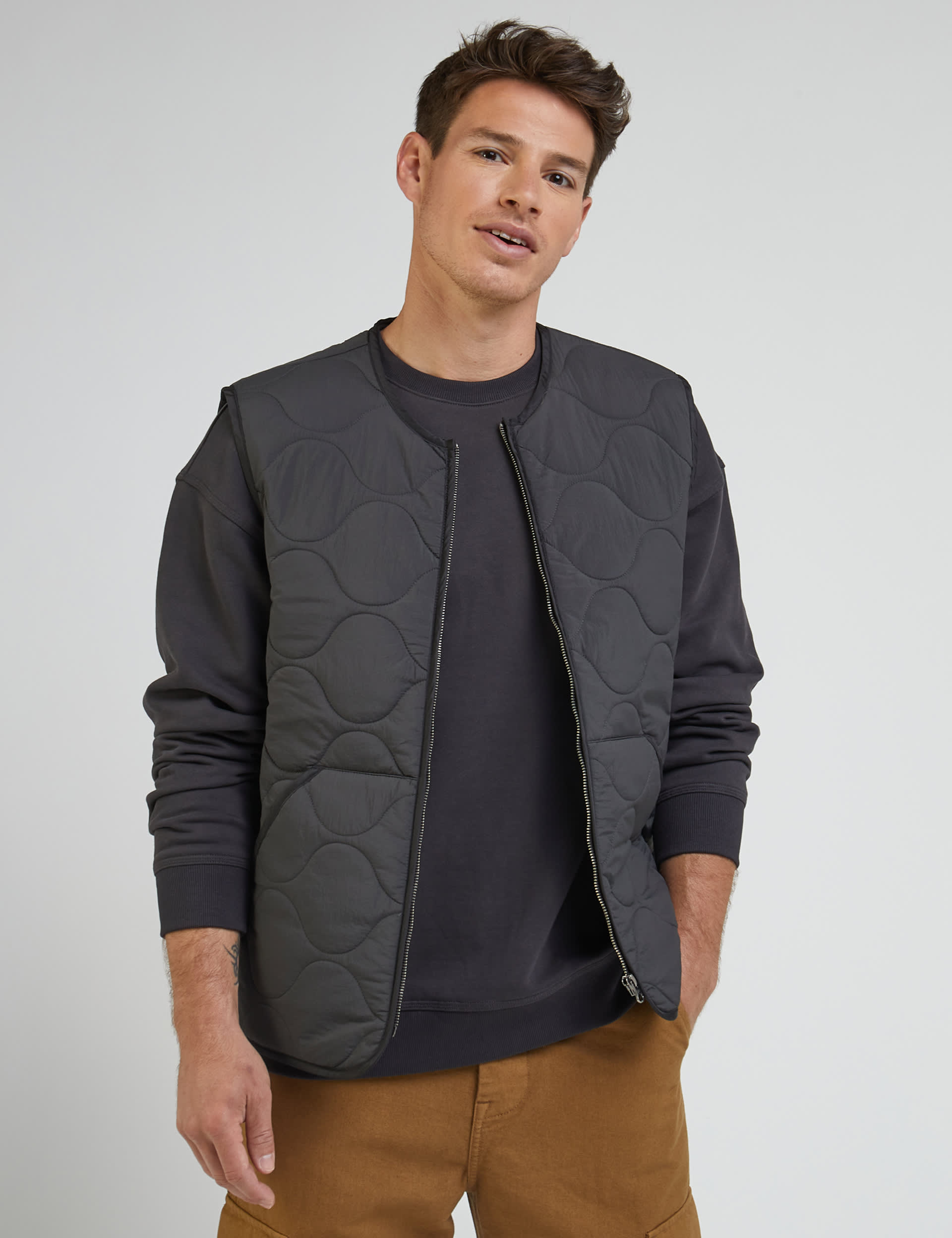 Lee Men's Quilted Padded Gilet - XLREG - Black, Black