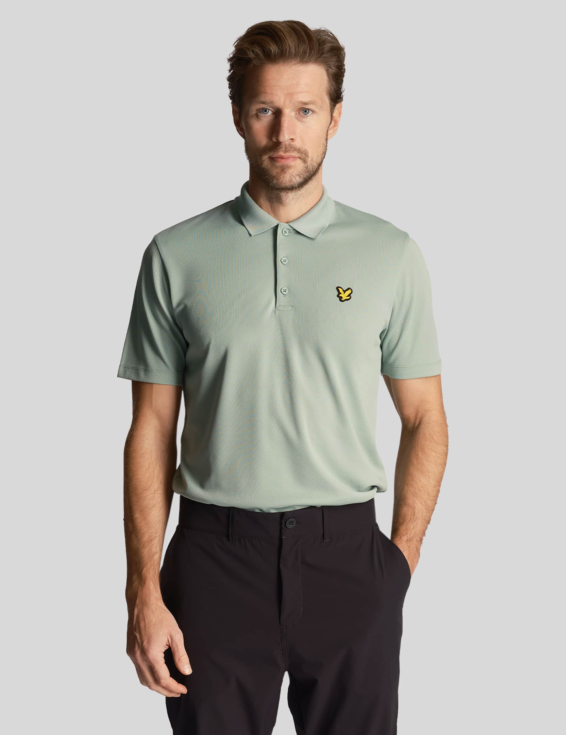 lyle & scott technical logo polo shirt - green, green