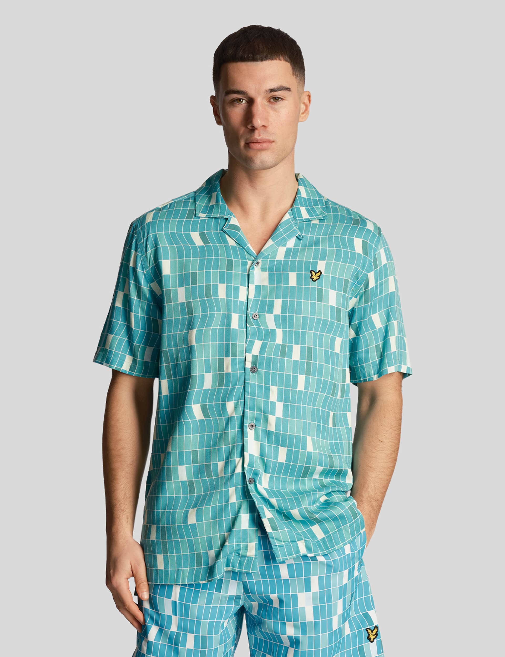 lyle & scott revere print shirt - blue mix, blue mix