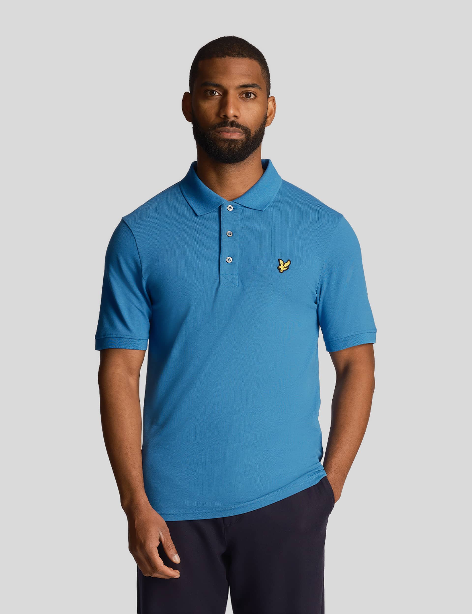 lyle & scott cotton rich logo polo shirt - m - blue, blue
