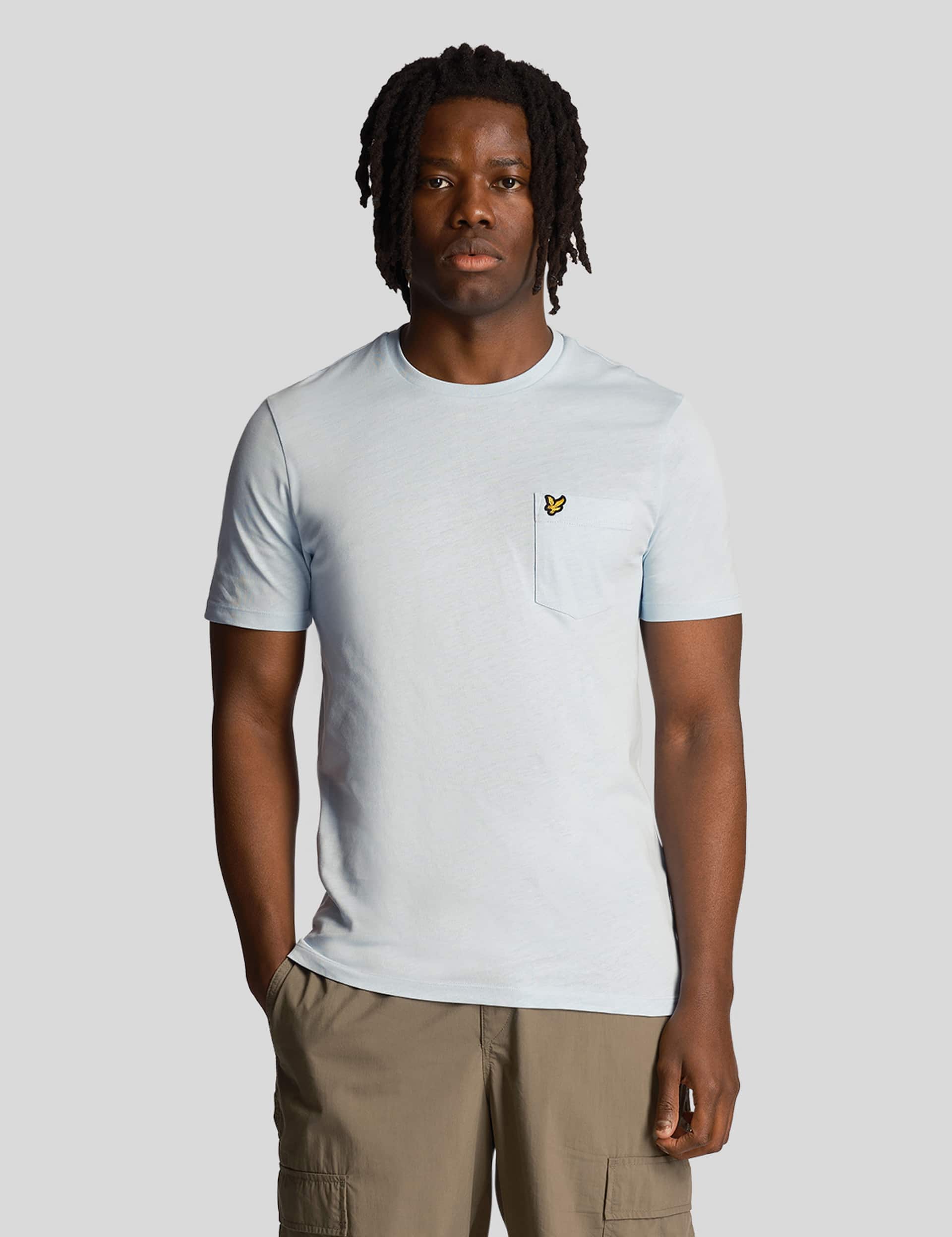 lyle & scott pure cotton pocket crew neck t-shirt - xxl - blue, blue