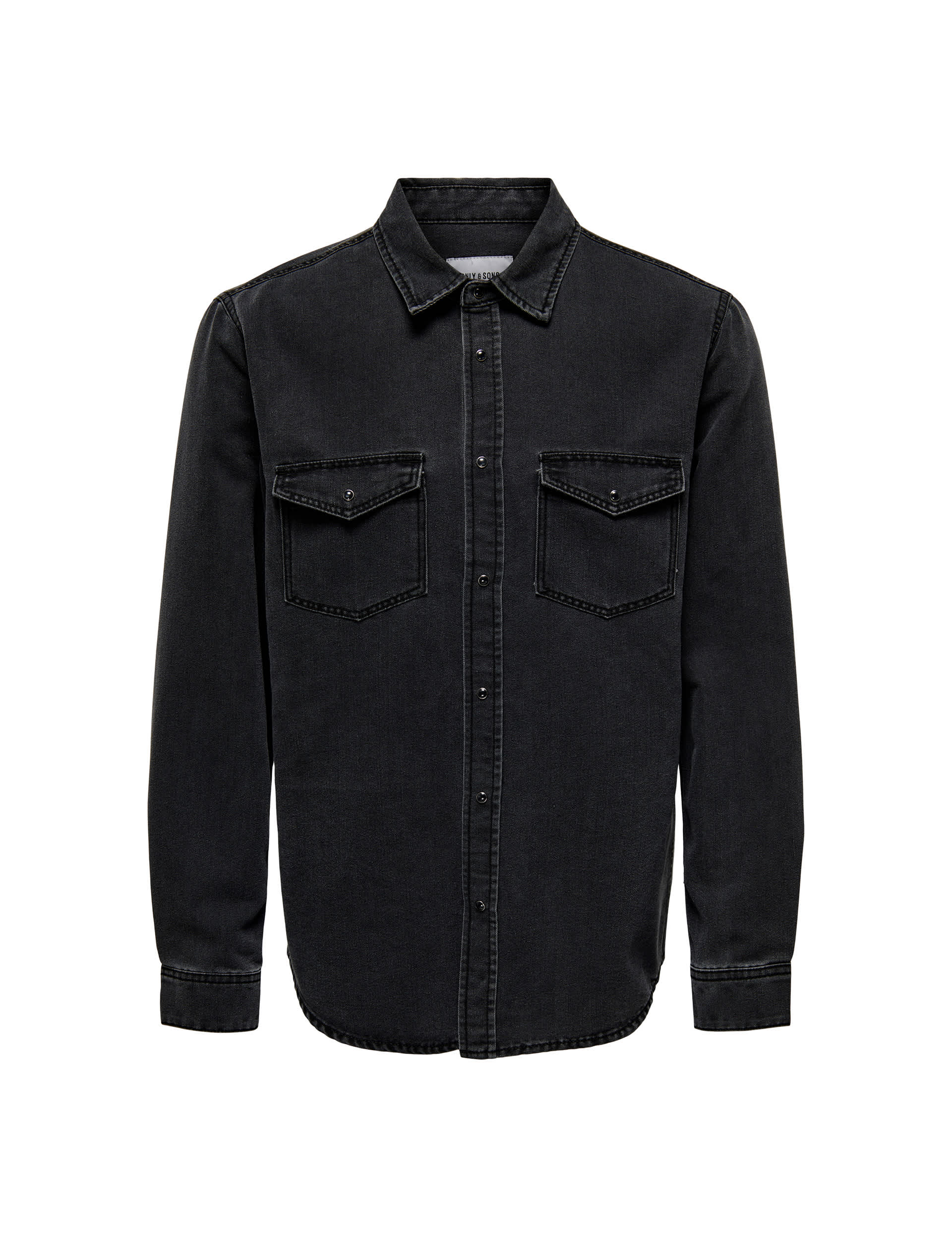 Only & Sons Men's Denim Shirt - L - Dark Grey, Dark Grey,Blue Denim