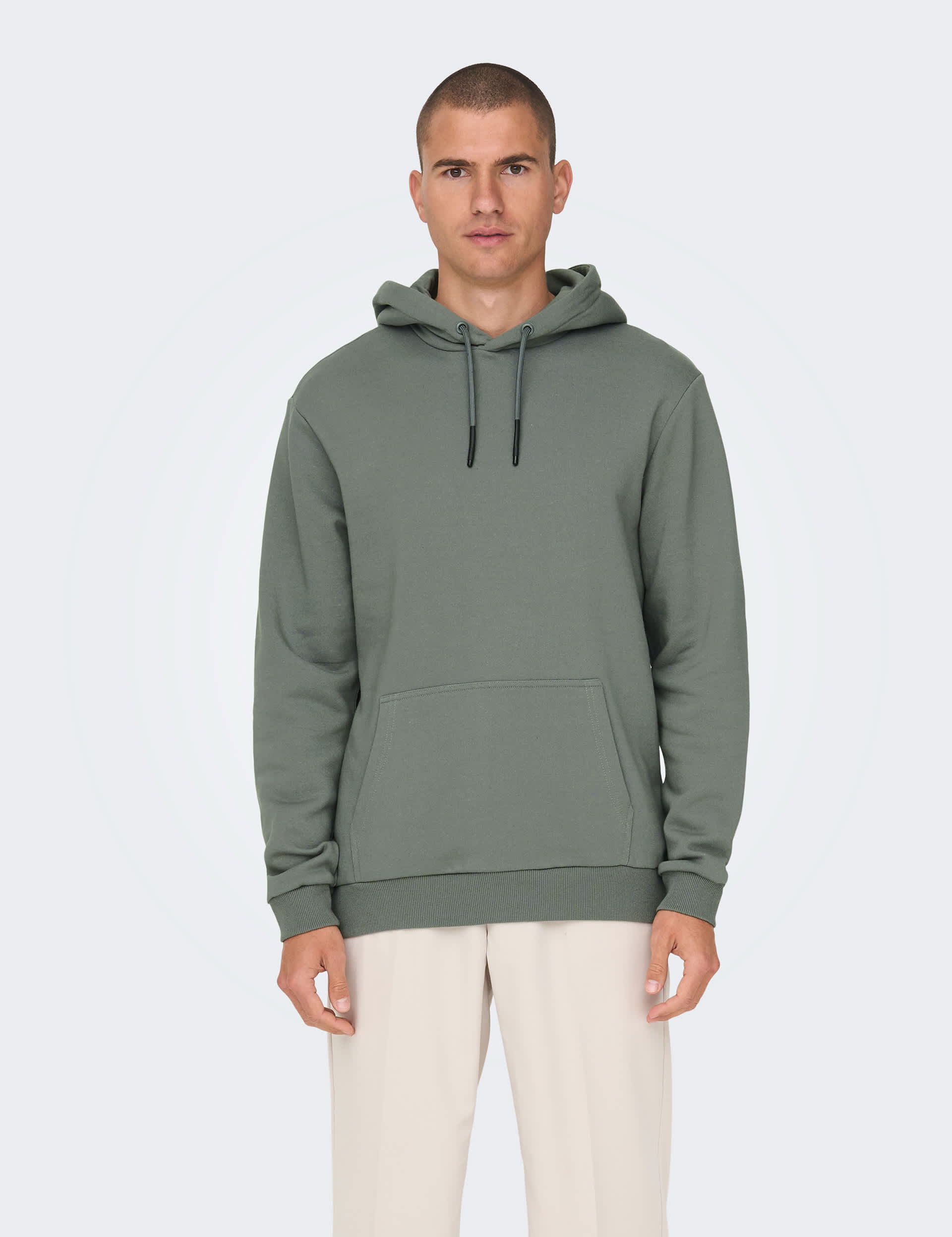 Only & Sons Men's Cotton Rich Hoodie - L - Grey, Light Grey,Green,Grey