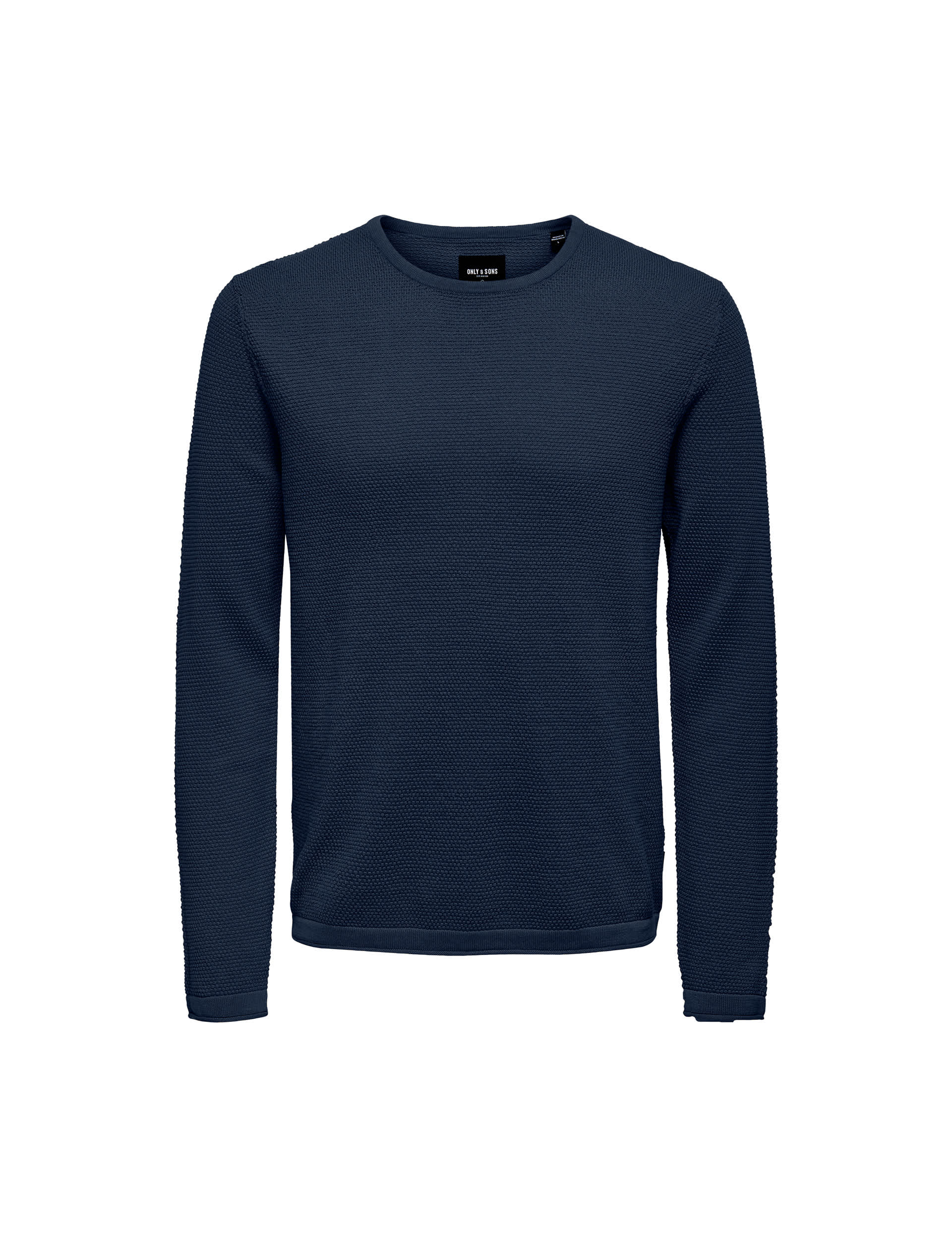 Only & Sons Men's Pure Cotton Textured Crew Neck Jumper - L - Blue, Blue,Black,Green