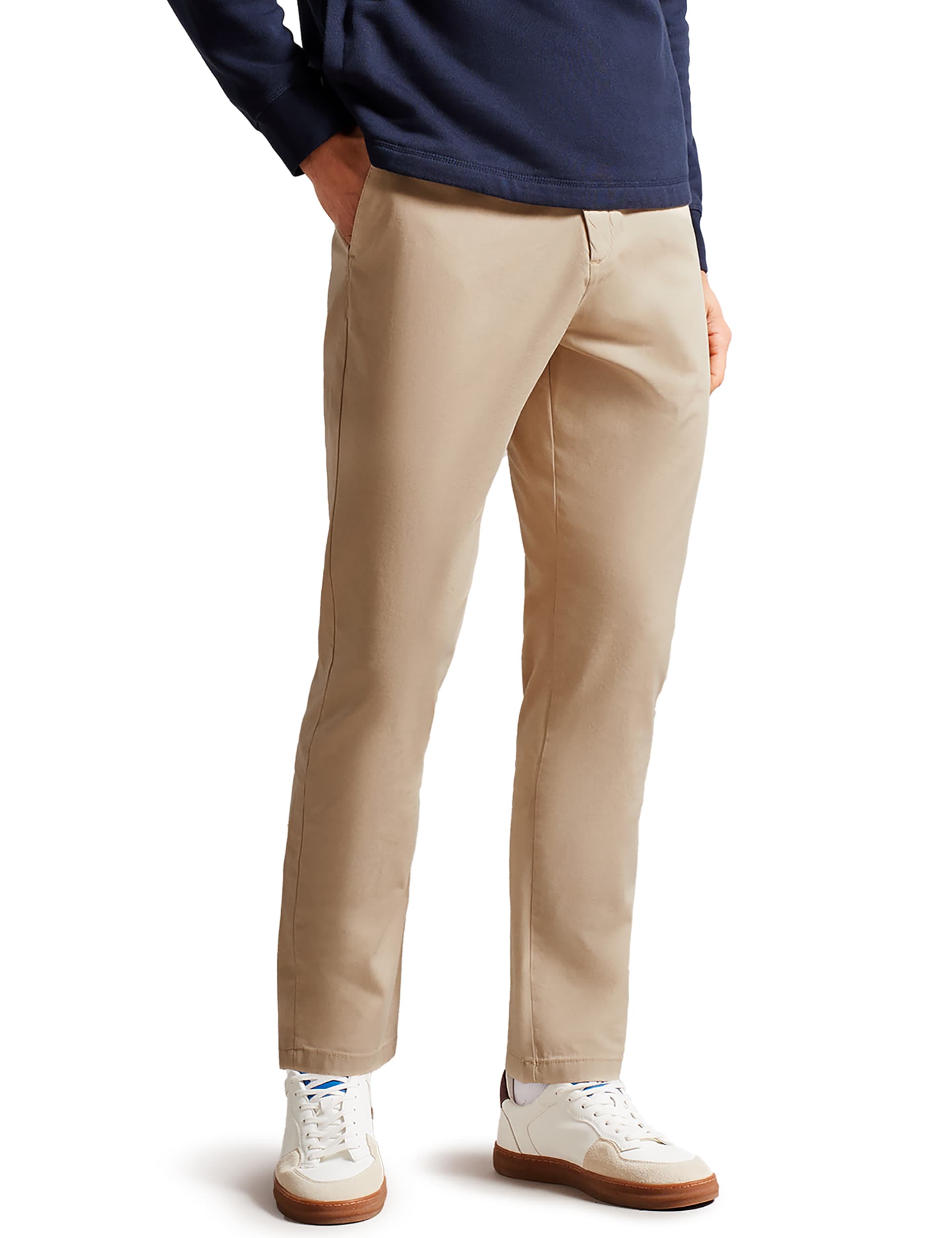 Ted Baker Men's Slim Fit Textured Chinos - 32SHT - Stone, Navy,Stone