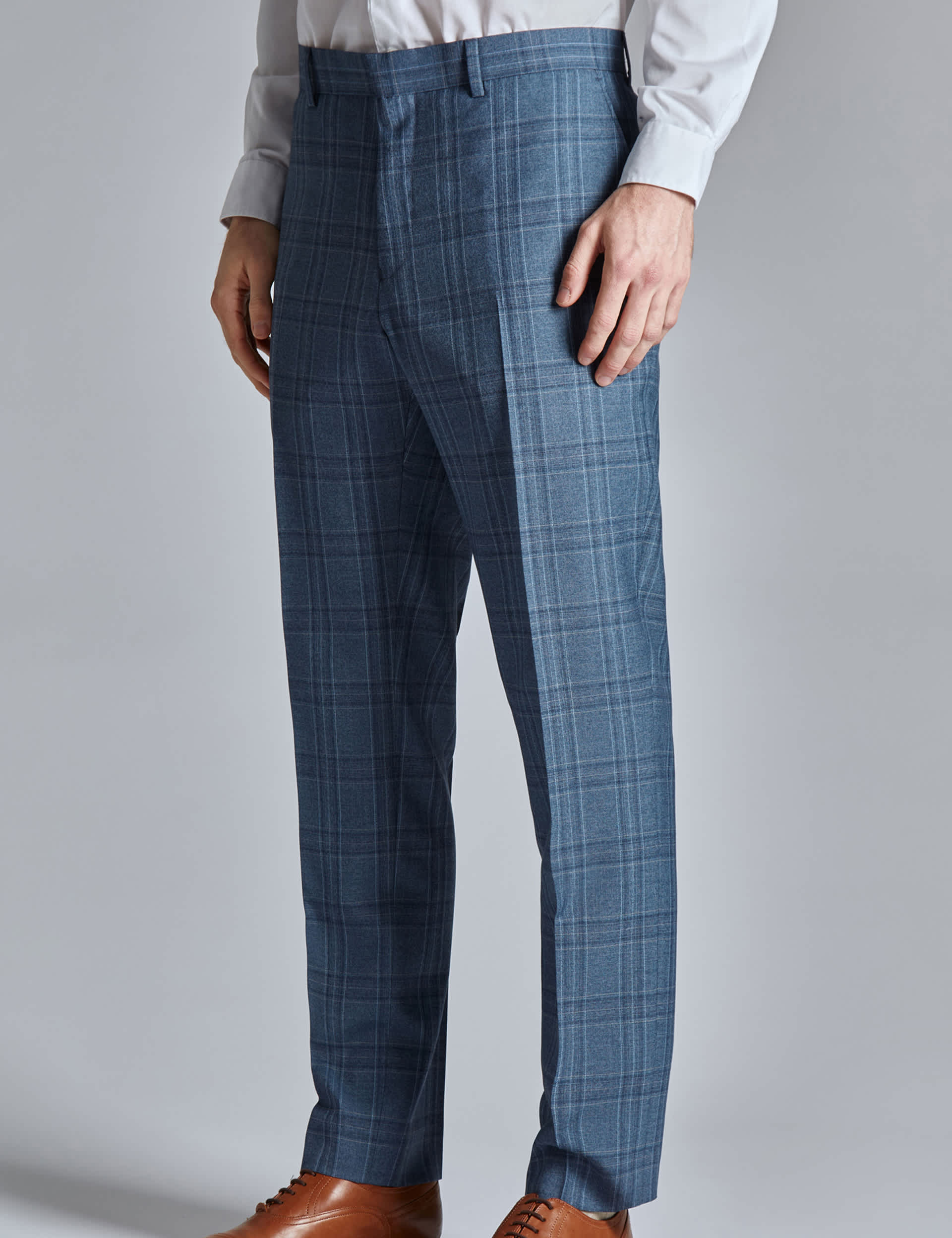 Ted Baker Men's Slim Fit Wool Rich Check Suit Trousers - 36REG - Blue, Blue