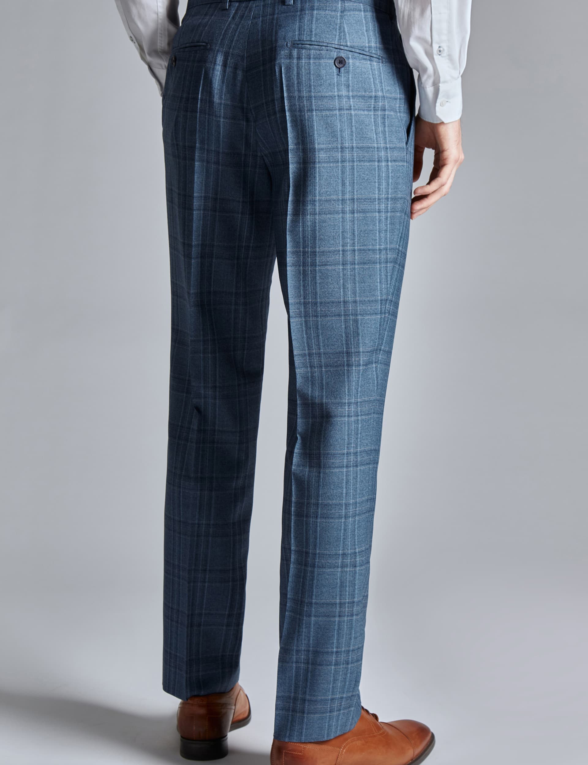 Ted Baker Men's Slim Fit Wool Rich Check Suit Trousers - 30REG - Blue, Blue