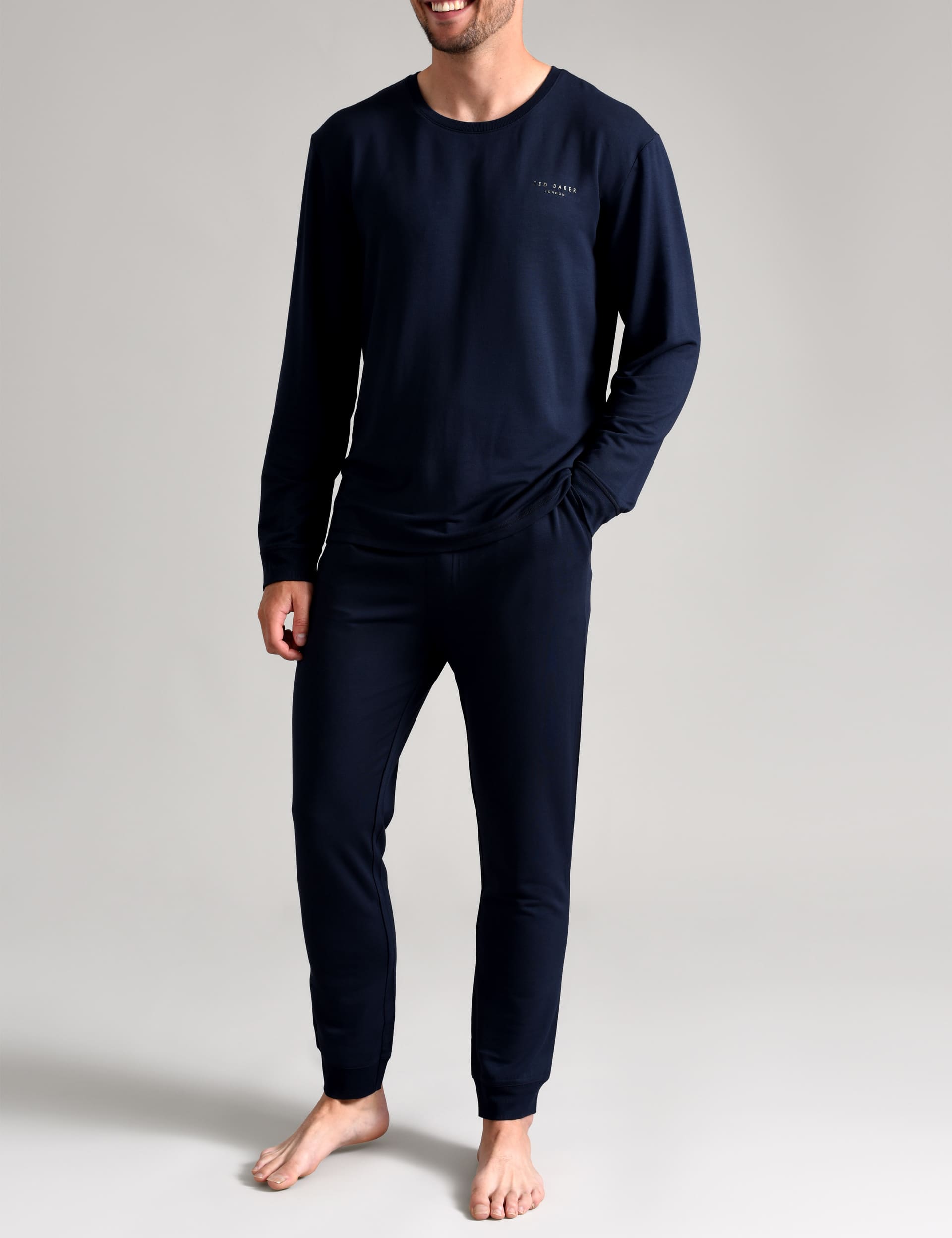 Ted Baker Men's Jersey Cuffed Pyjama Bottoms - L - Navy, Navy,Navy Mix,Grey