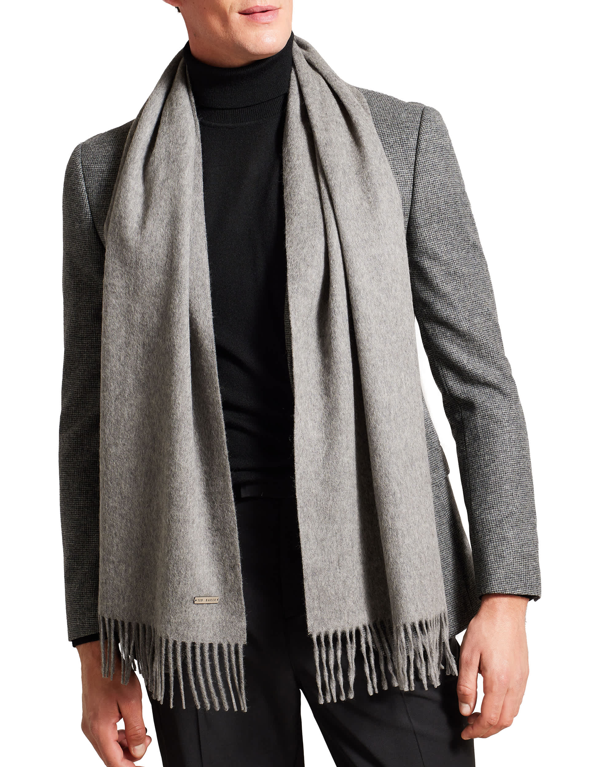 Ted Baker Men's Pure Wool Scarf - Grey, Grey,Navy