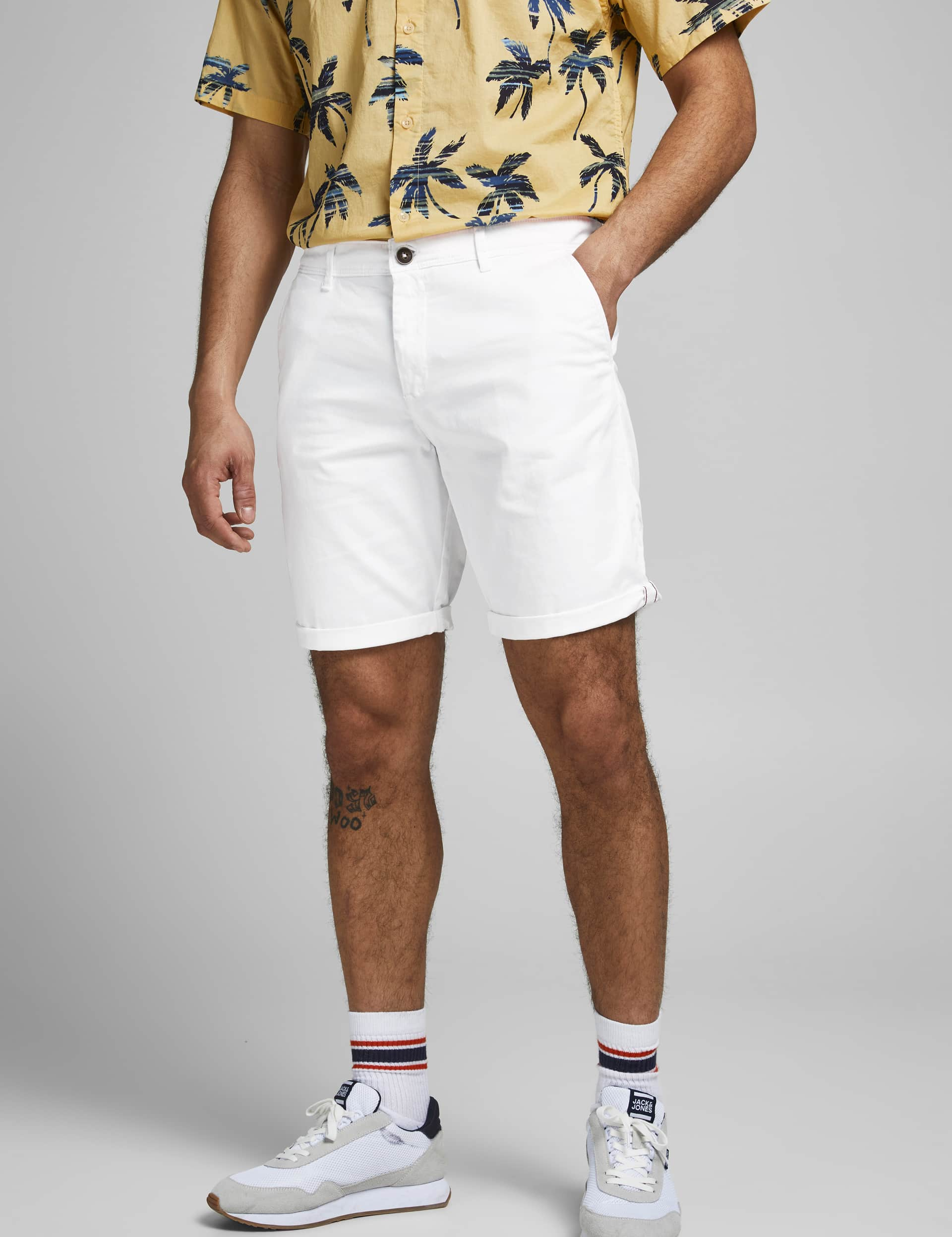 Jack & Jones Men's Regular Fit Chino Shorts - XXL - White, Navy,White,Beige