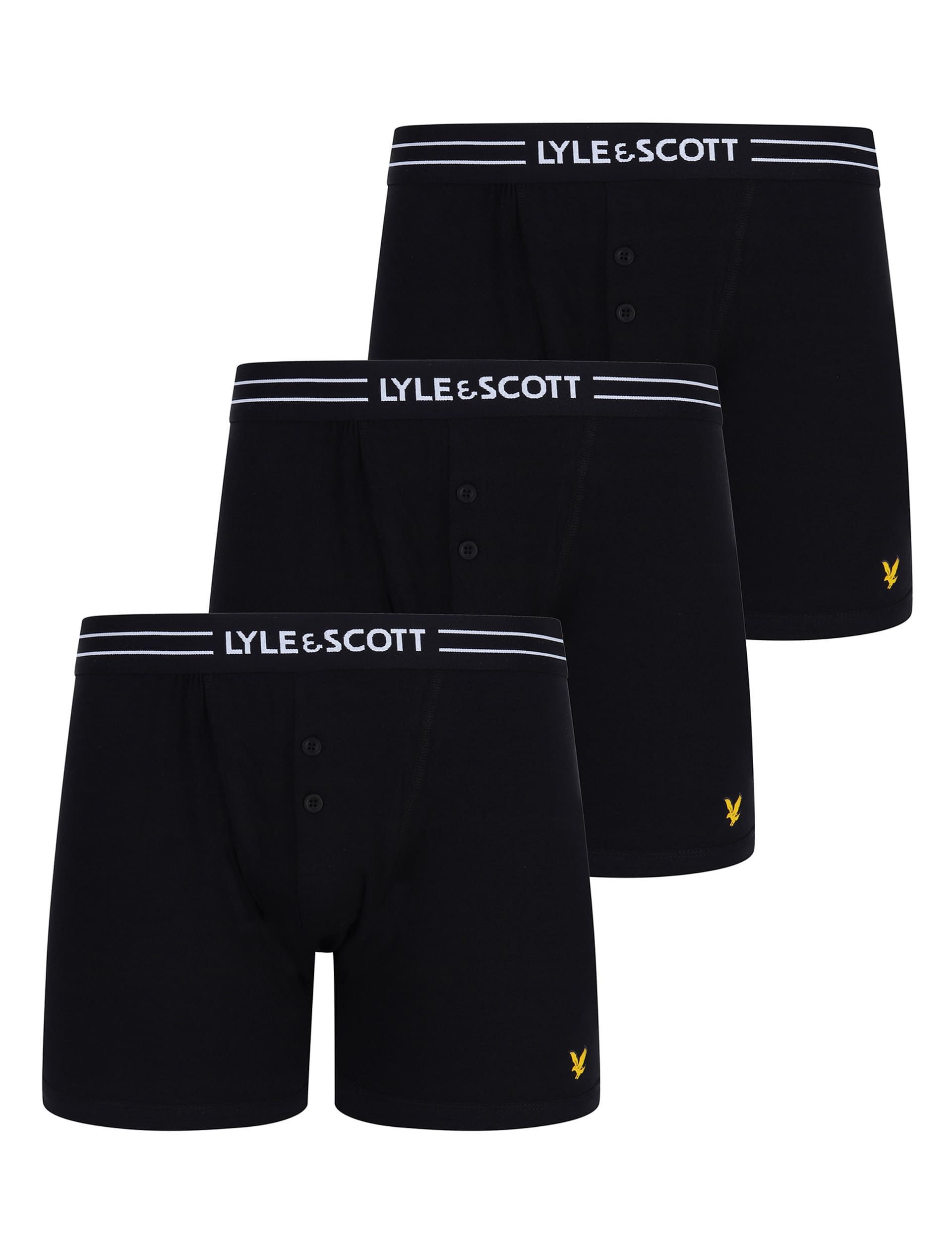 lyle & scott 3pk cotton rich trunks - black, black