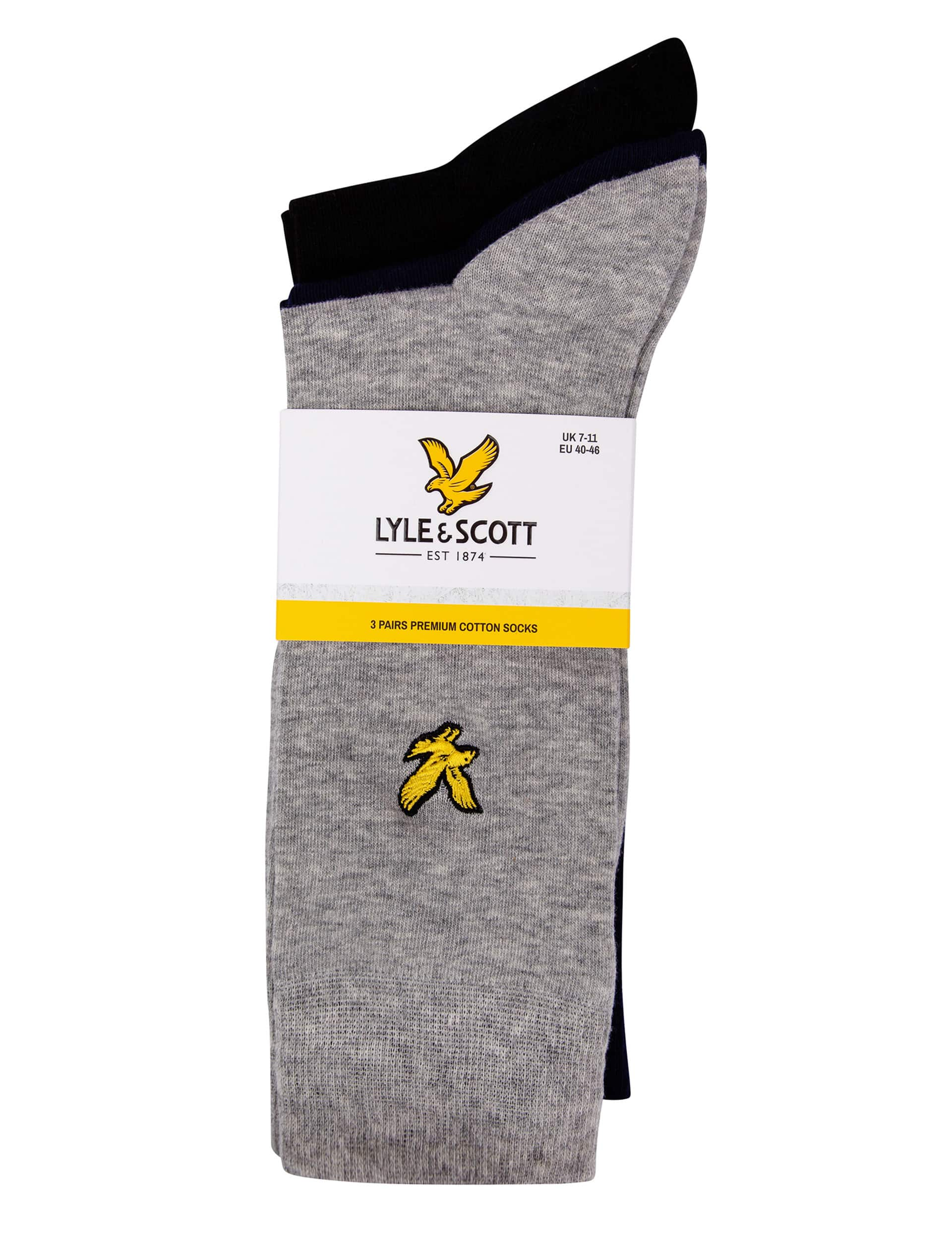 Lyle & Scott Men's 3pk Cotton Rich Socks - one size - Multi, Multi