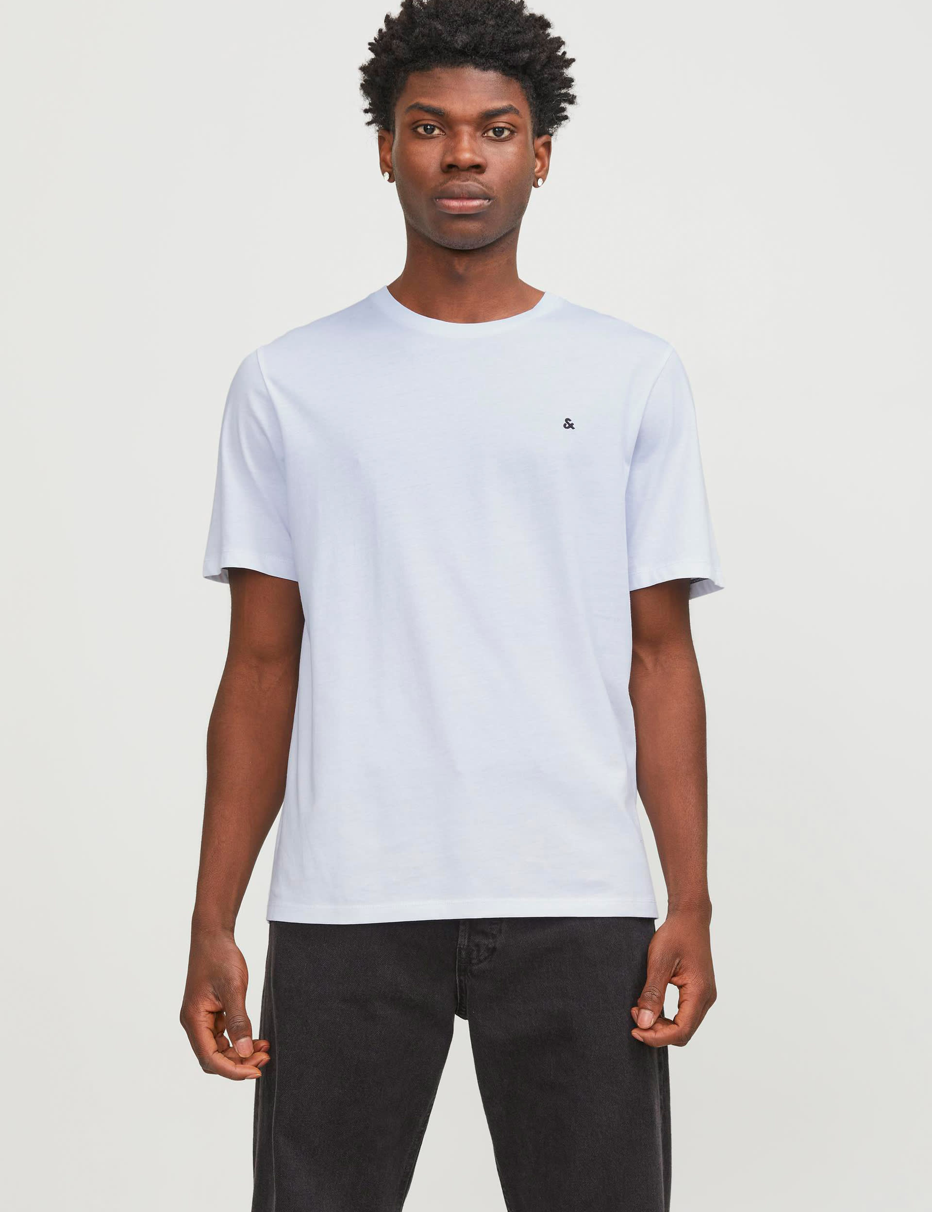 Jack & Jones Men's Pure Cotton T-Shirt - L - White, Blue,Navy,White,Grey