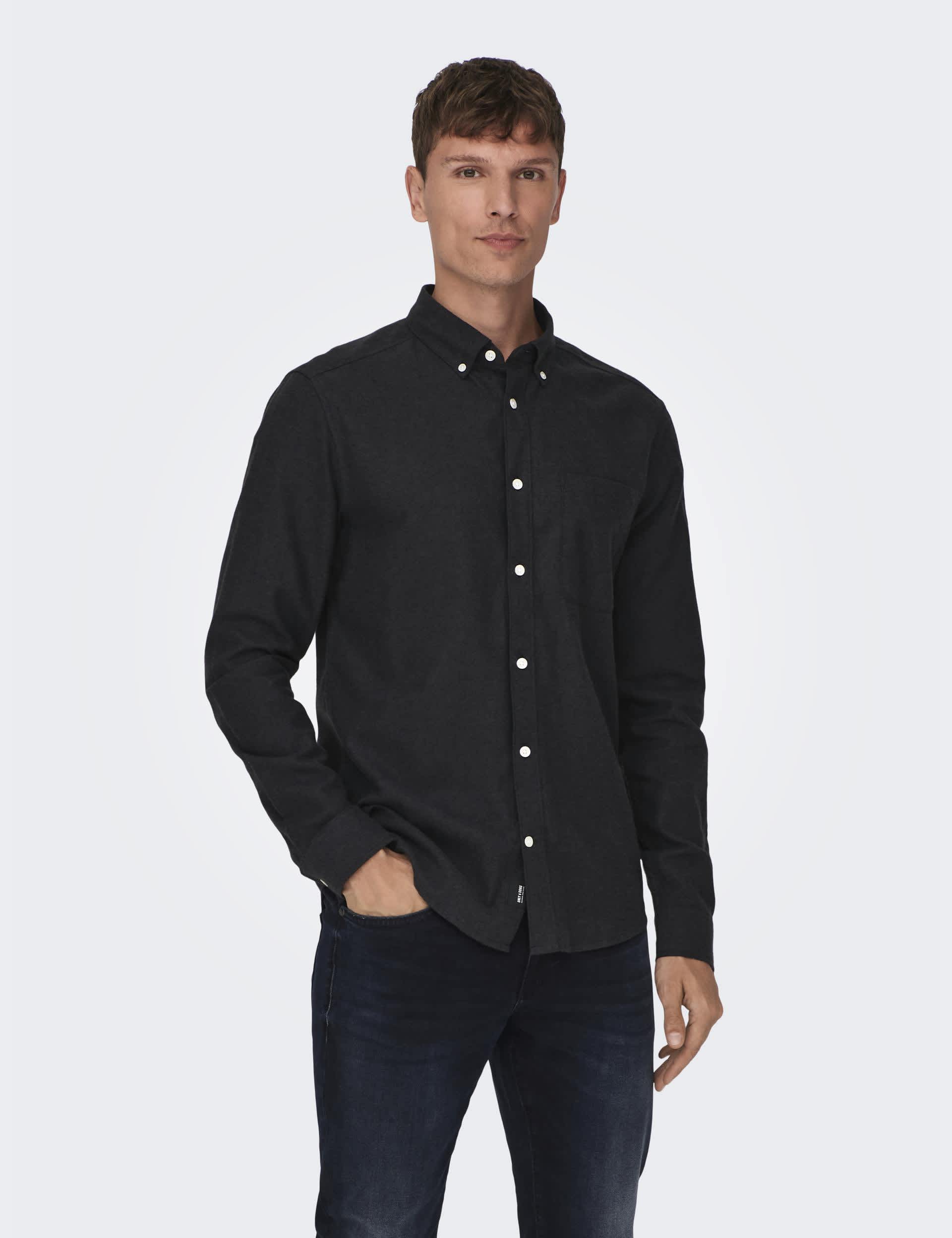 Only & Sons Men's Slim Fit Pure Cotton Flannel Shirt