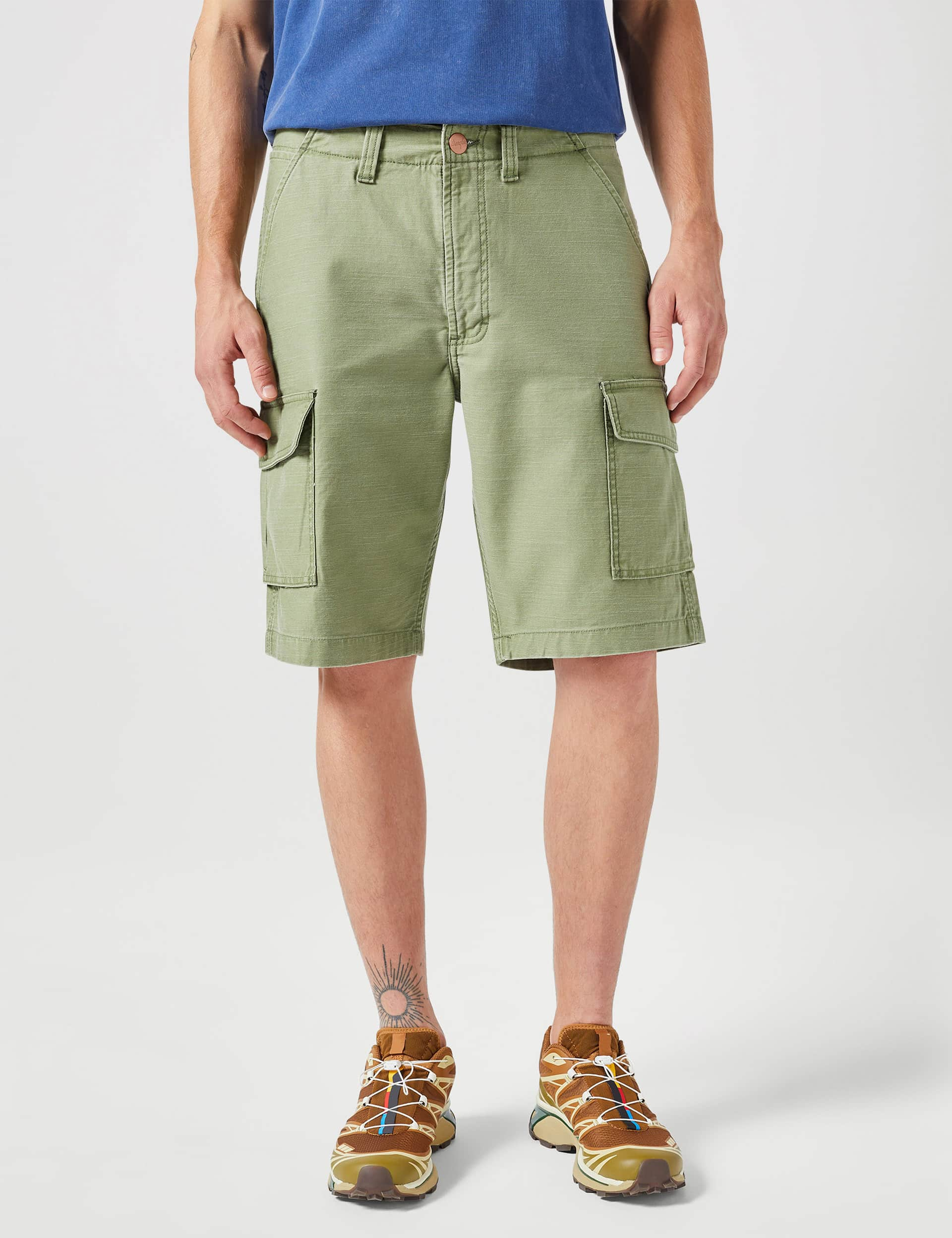 Wrangler Men's Pure Cotton Cargo Shorts - 36 - Green, Green