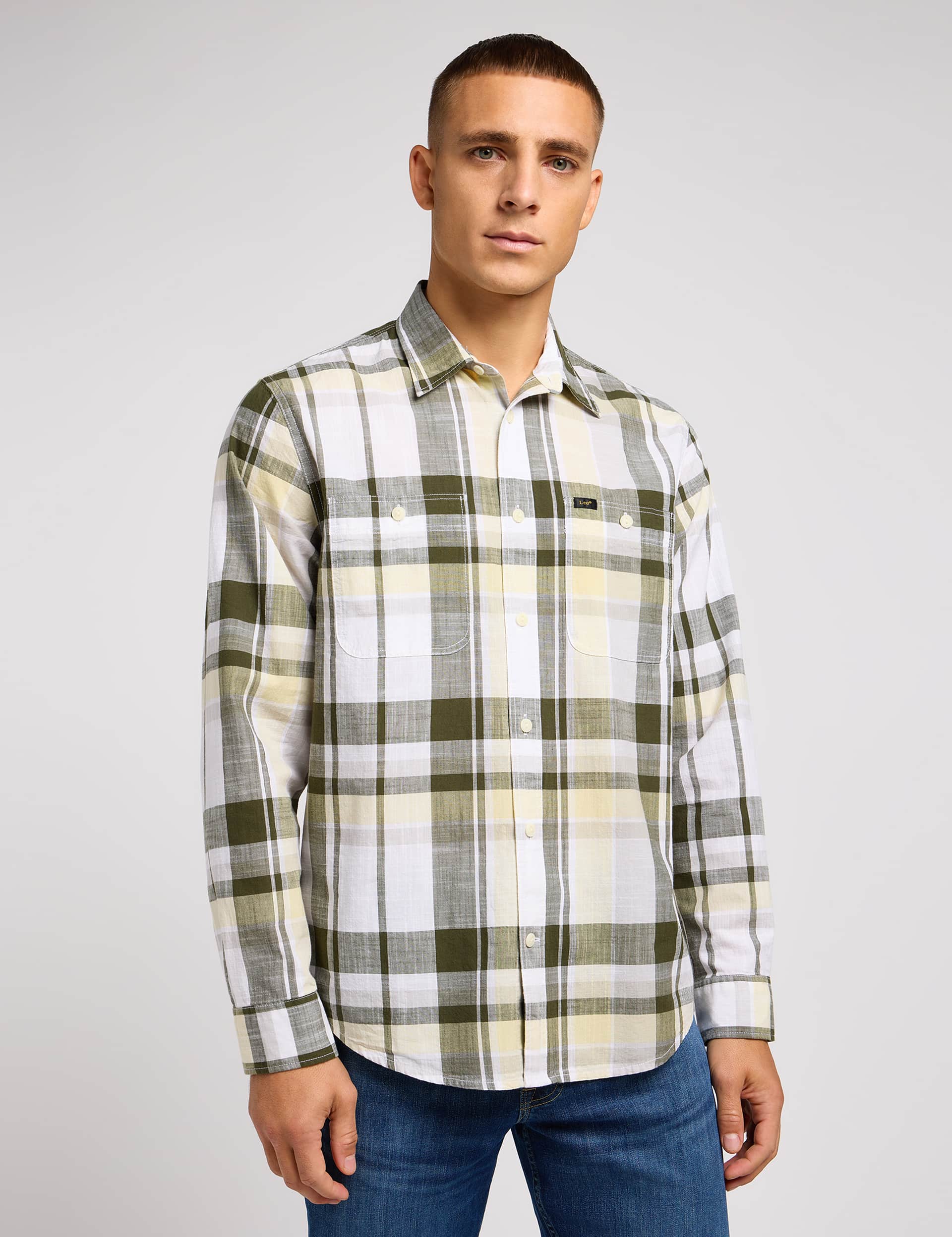 Lee Men's Worker Pure Cotton Check Flannel Shirt