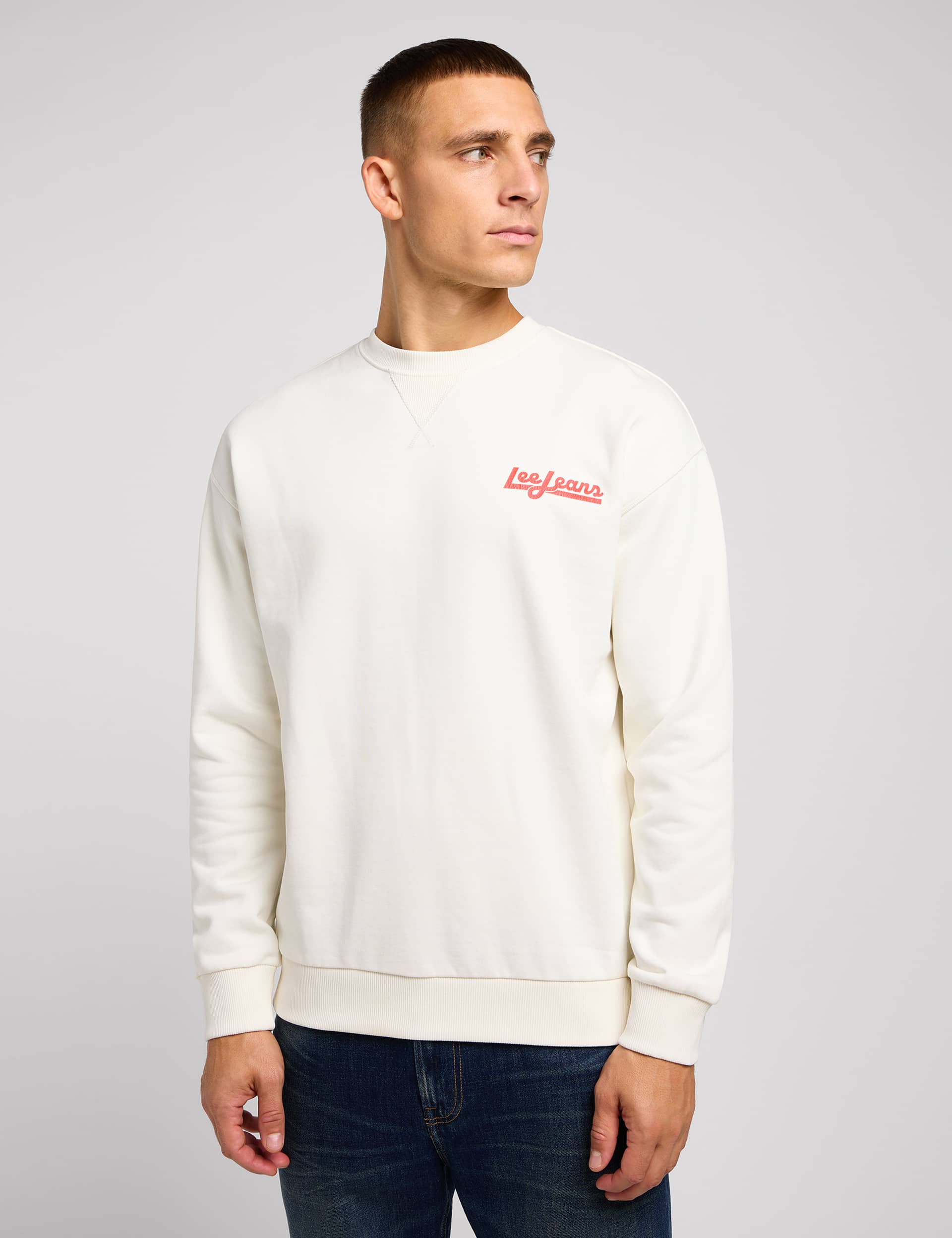 Lee Men's Pure Cotton Logo Graphic Sweatshirt - XXL - Cream, Cream