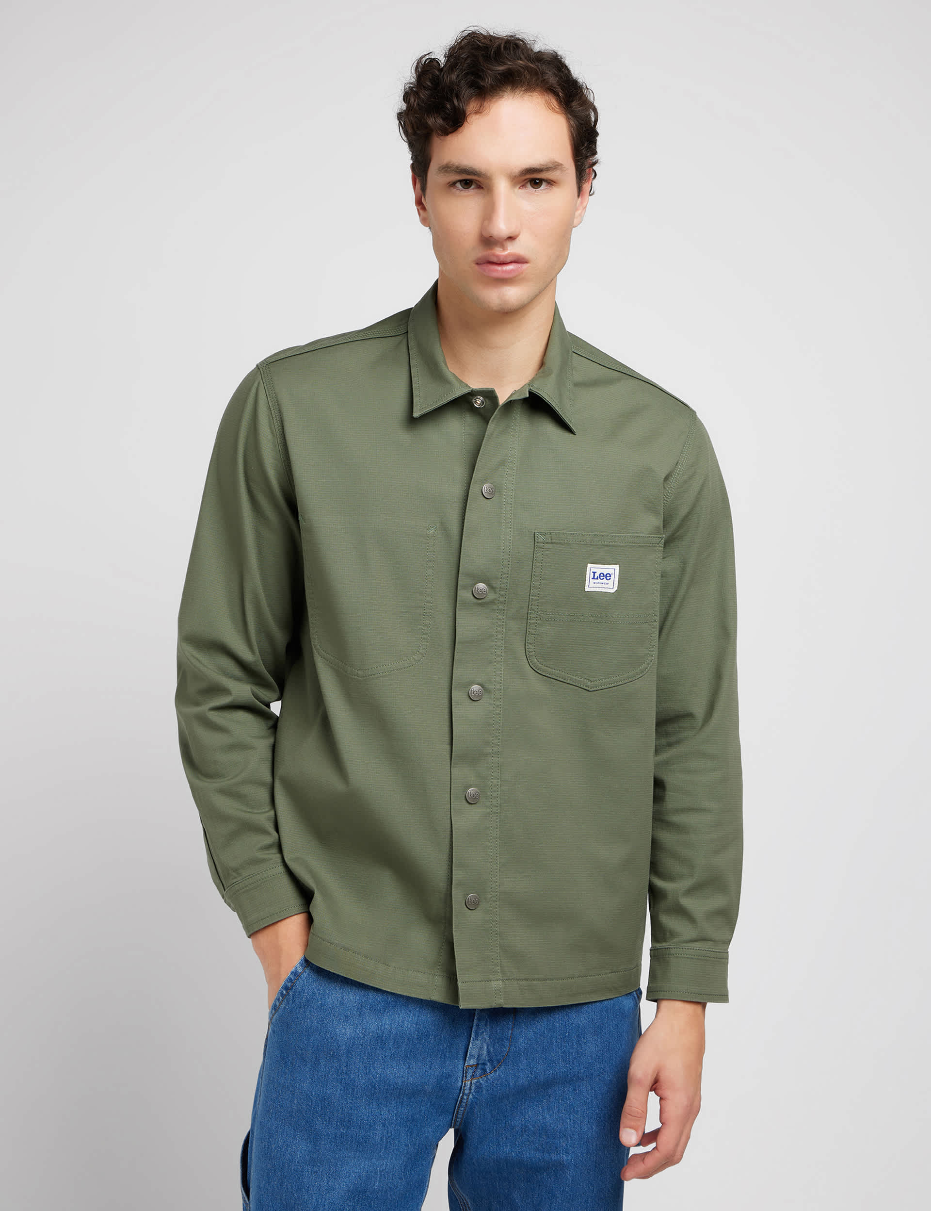 Lee Men's Pure Cotton Overshirt - L - Green, Green