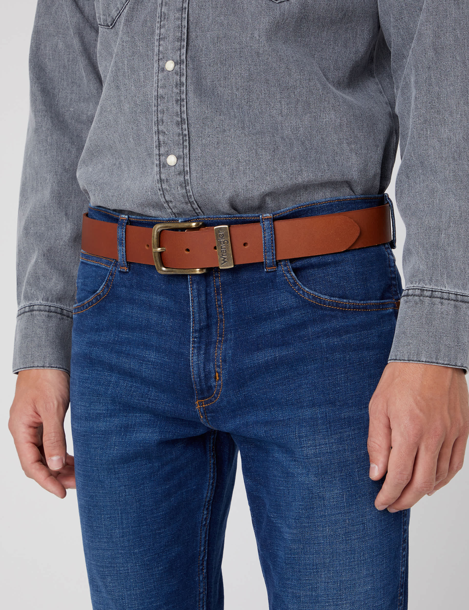 Wrangler Men's Leather Stitch Detail Belt