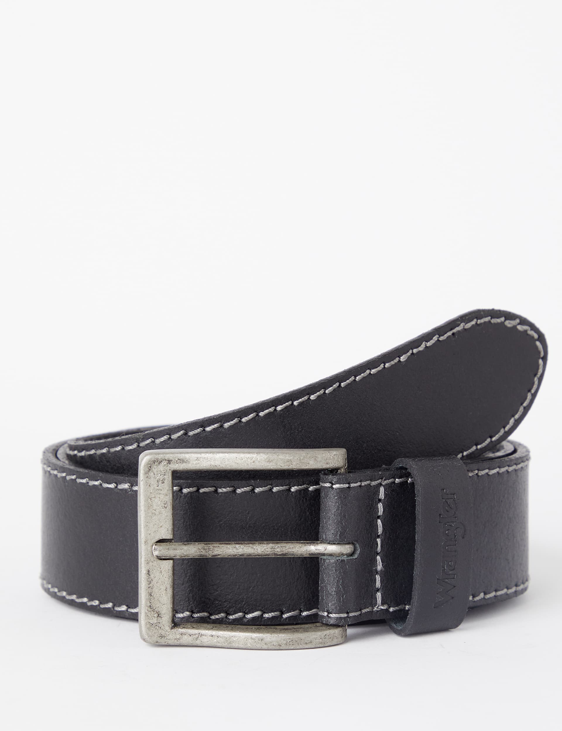 Wrangler Men's Leather Stitch Detail Belt - 41.5 - Black, Black