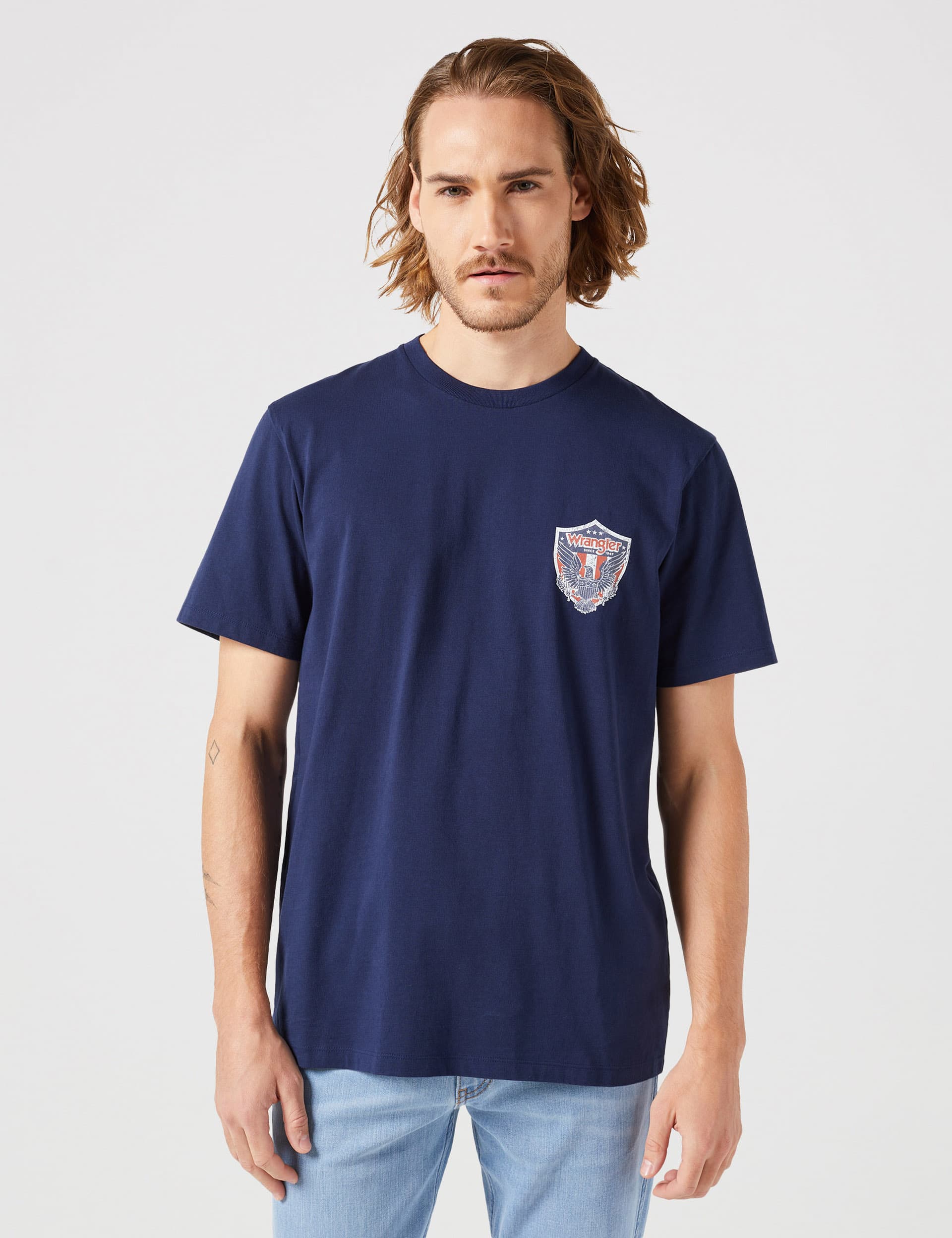 Wrangler Men's Pure Cotton Logo Graphic Crew Neck T-Shirt