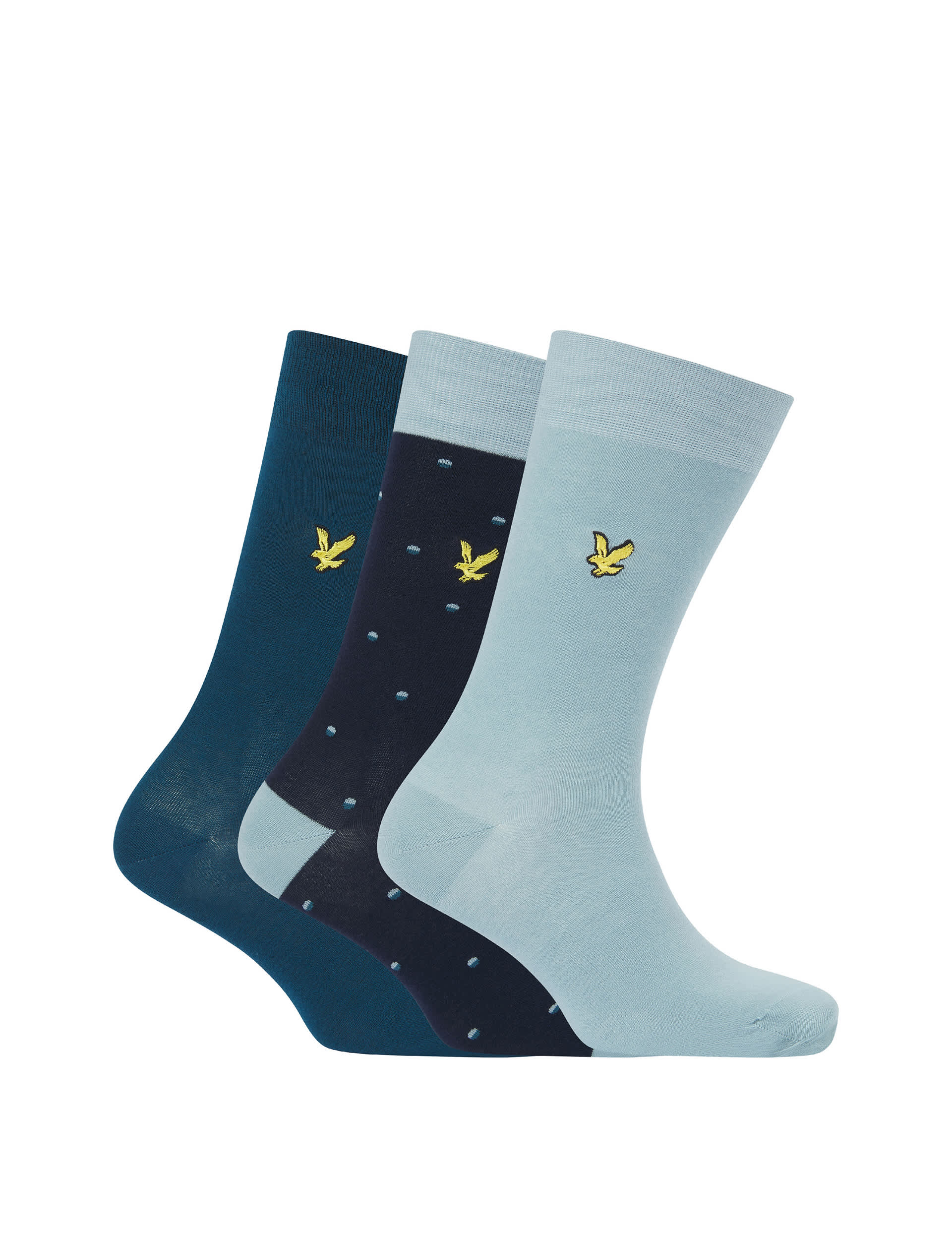 Lyle & Scott Men's 3pk Assorted Cotton Rich Socks - Blue Mix, Blue Mix