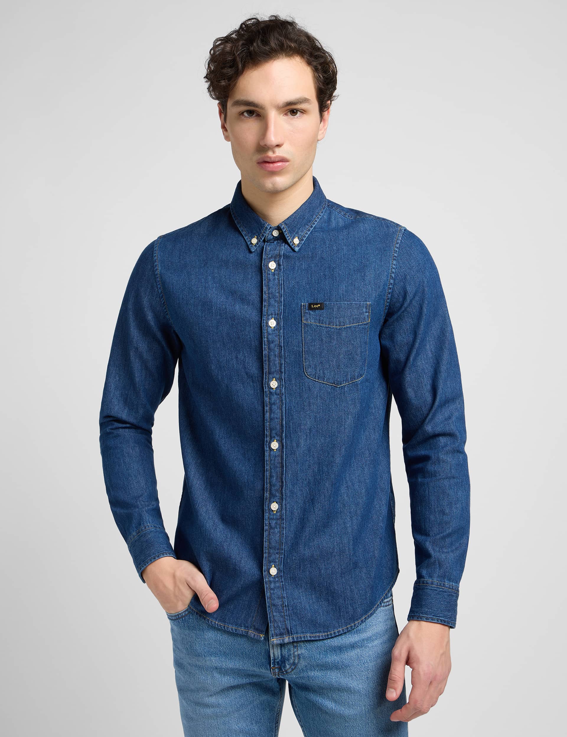 Lee Men's Denim Shirt - L - Blue, Blue