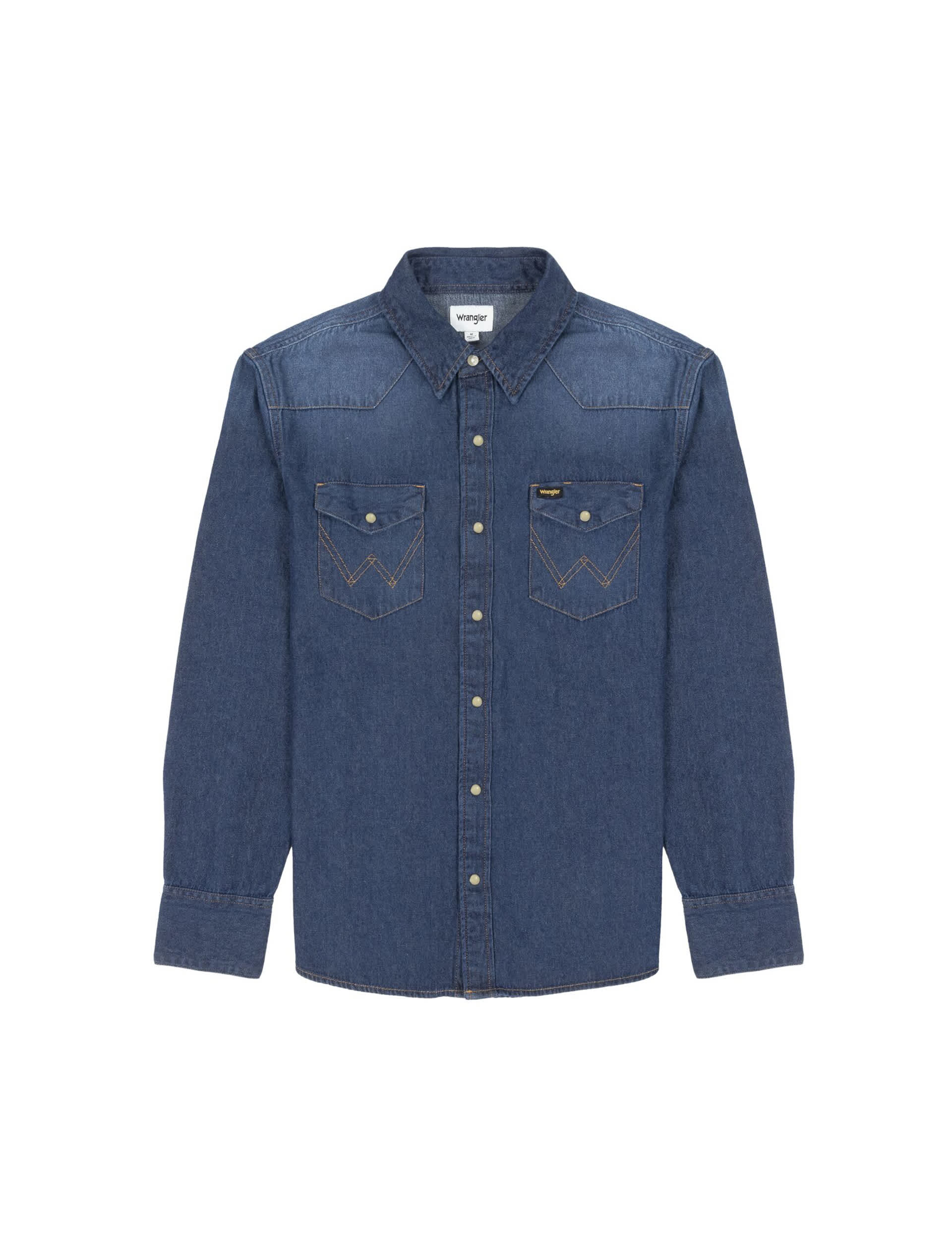 Wrangler Men's Denim Western Shirt - Blue Mix, Blue Mix