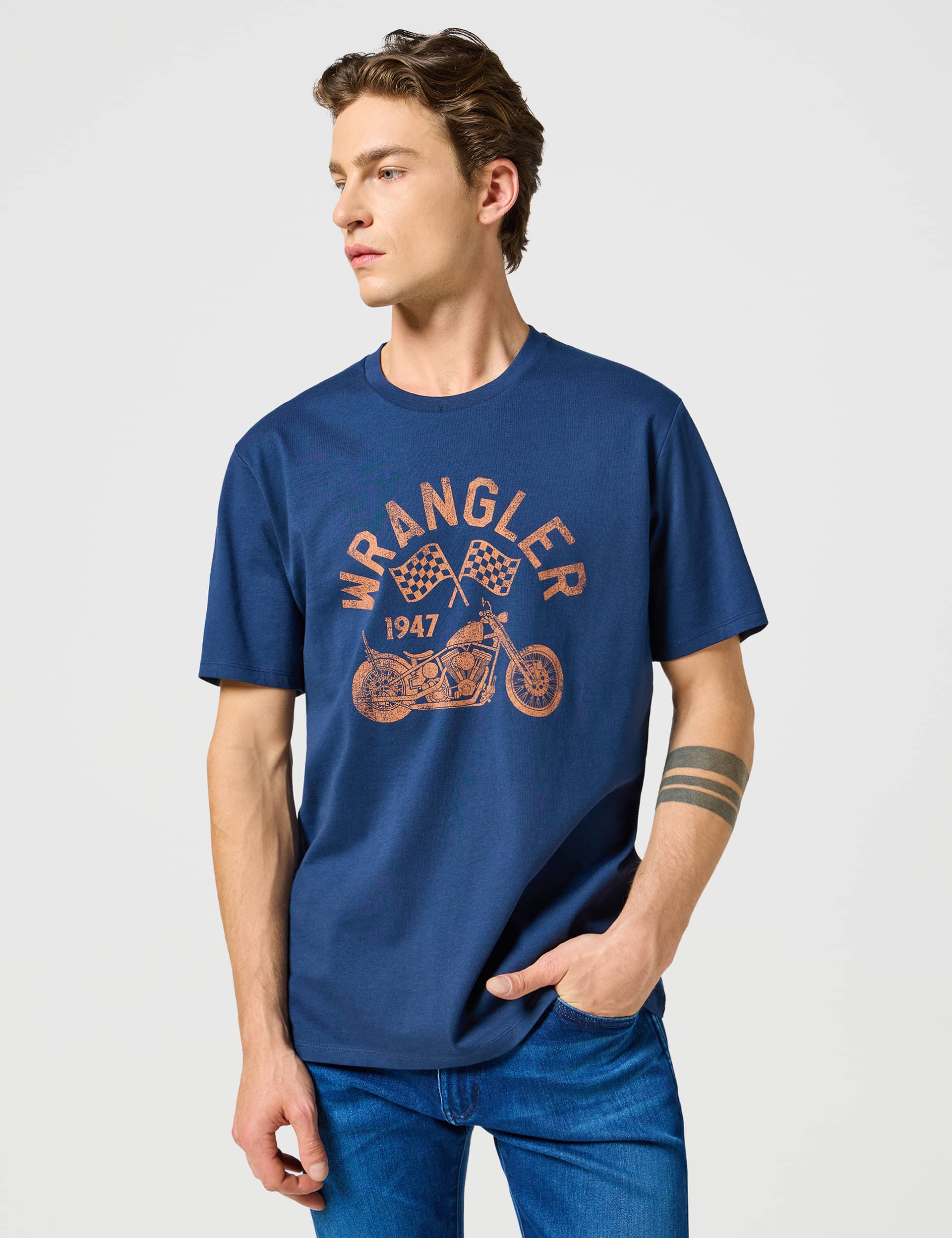 Wrangler Men's Pure Cotton Motorbike Graphic T-Shirt