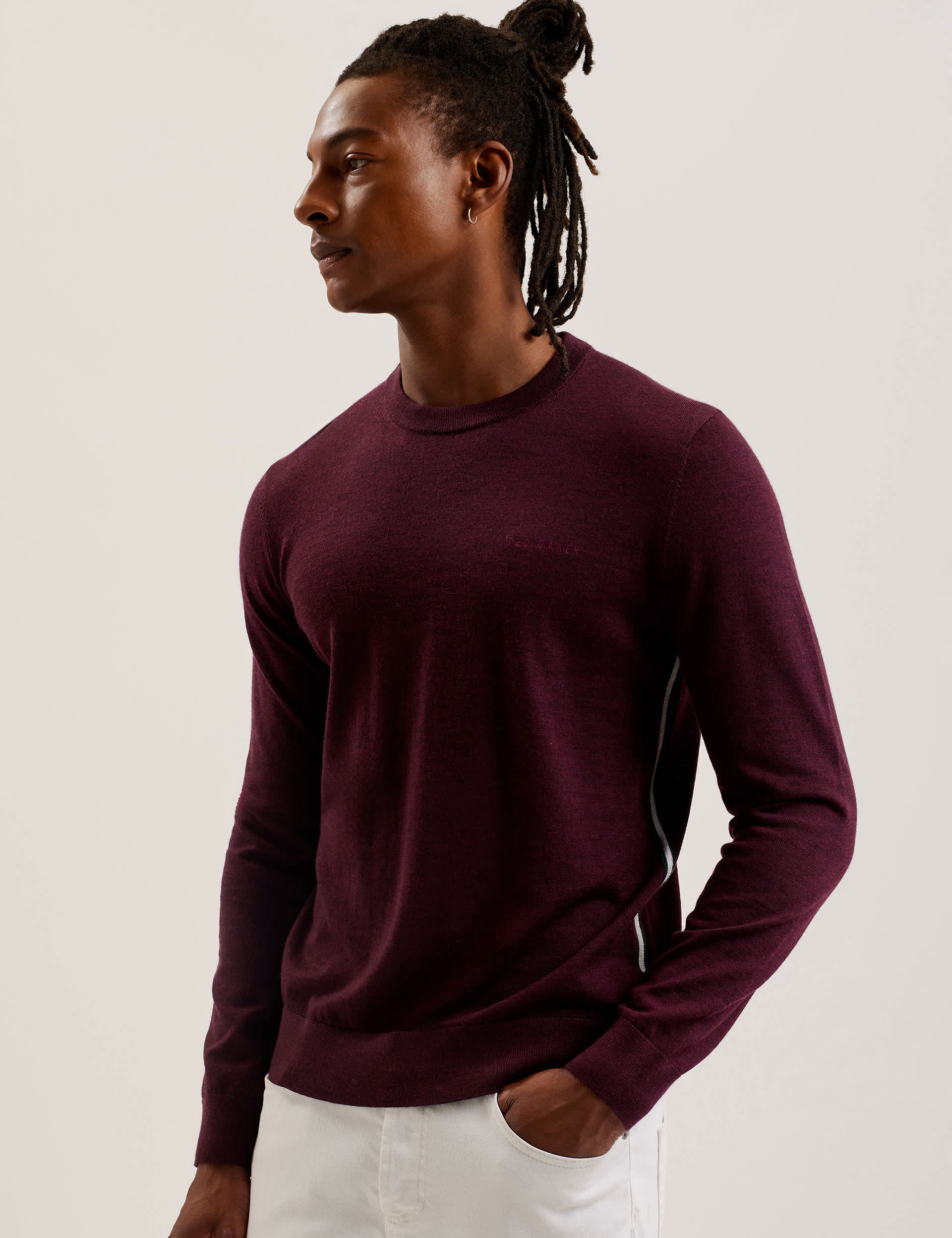 Ted Baker Men's Pure Extra Fine Merino Wool Jumper - XL - Burgundy, Navy,Burgundy