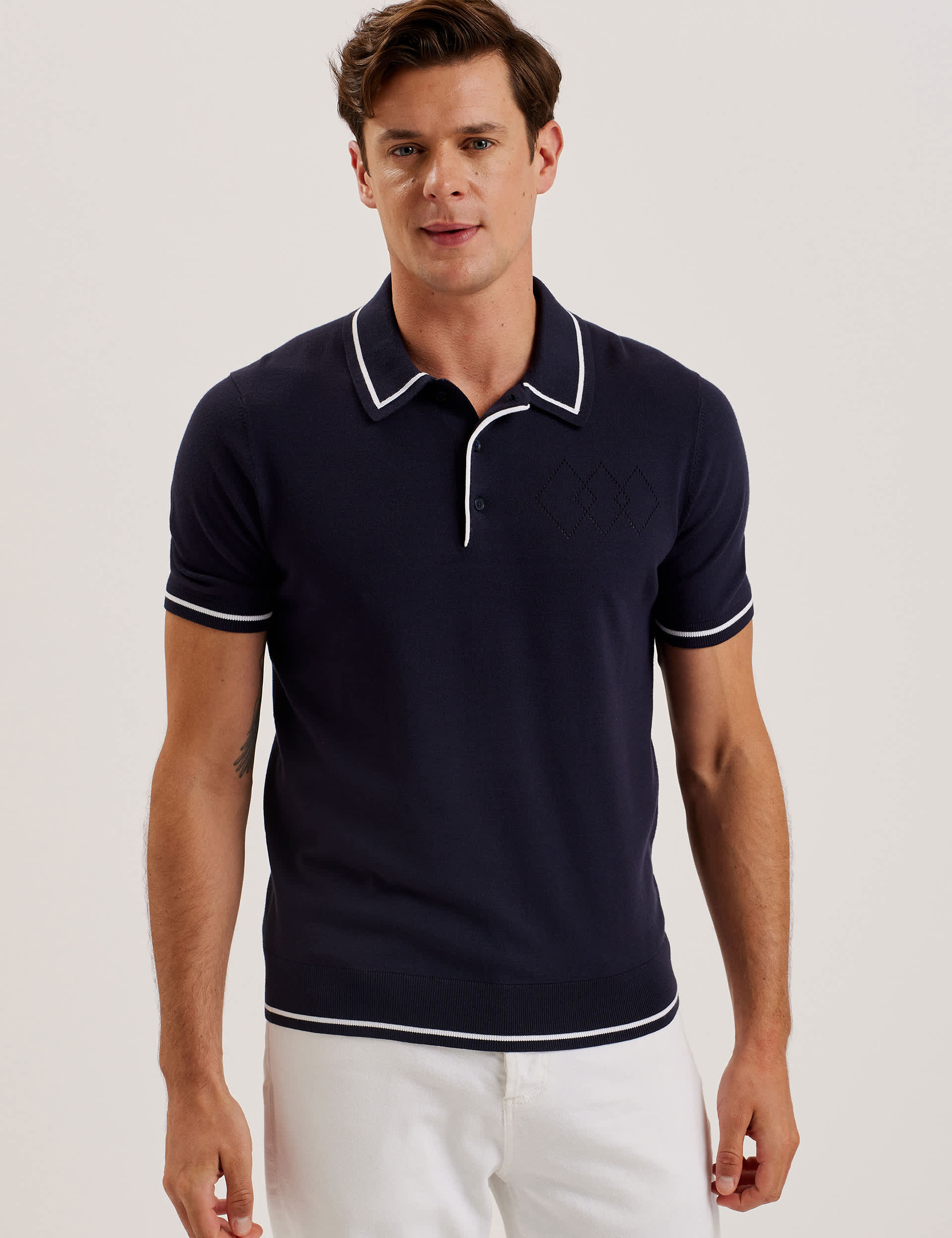 Ted Baker Men's Tipped Collar Polo Shirt - M - Navy, Navy