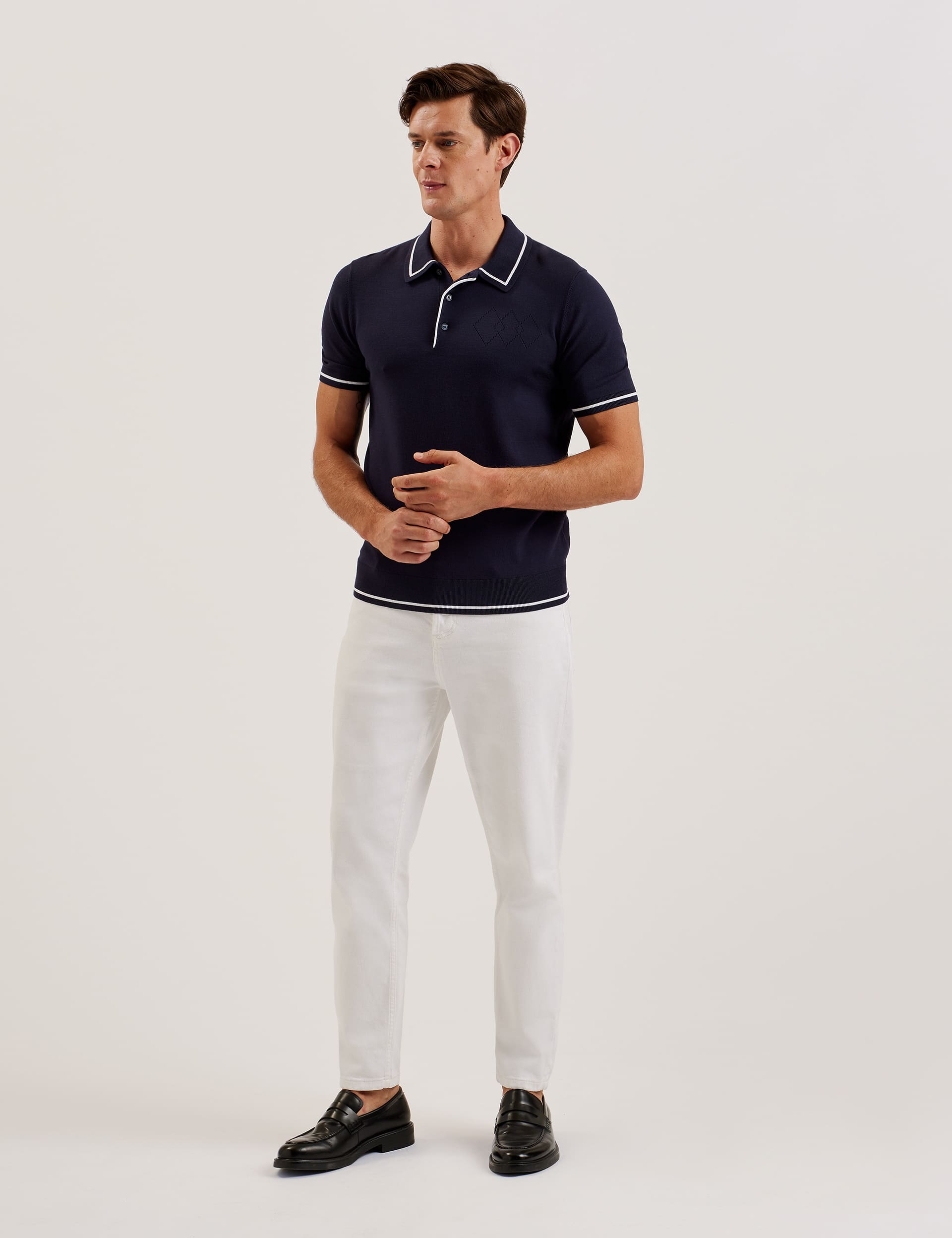 Ted Baker Men's Tipped Collar Polo Shirt - M - Navy, Navy