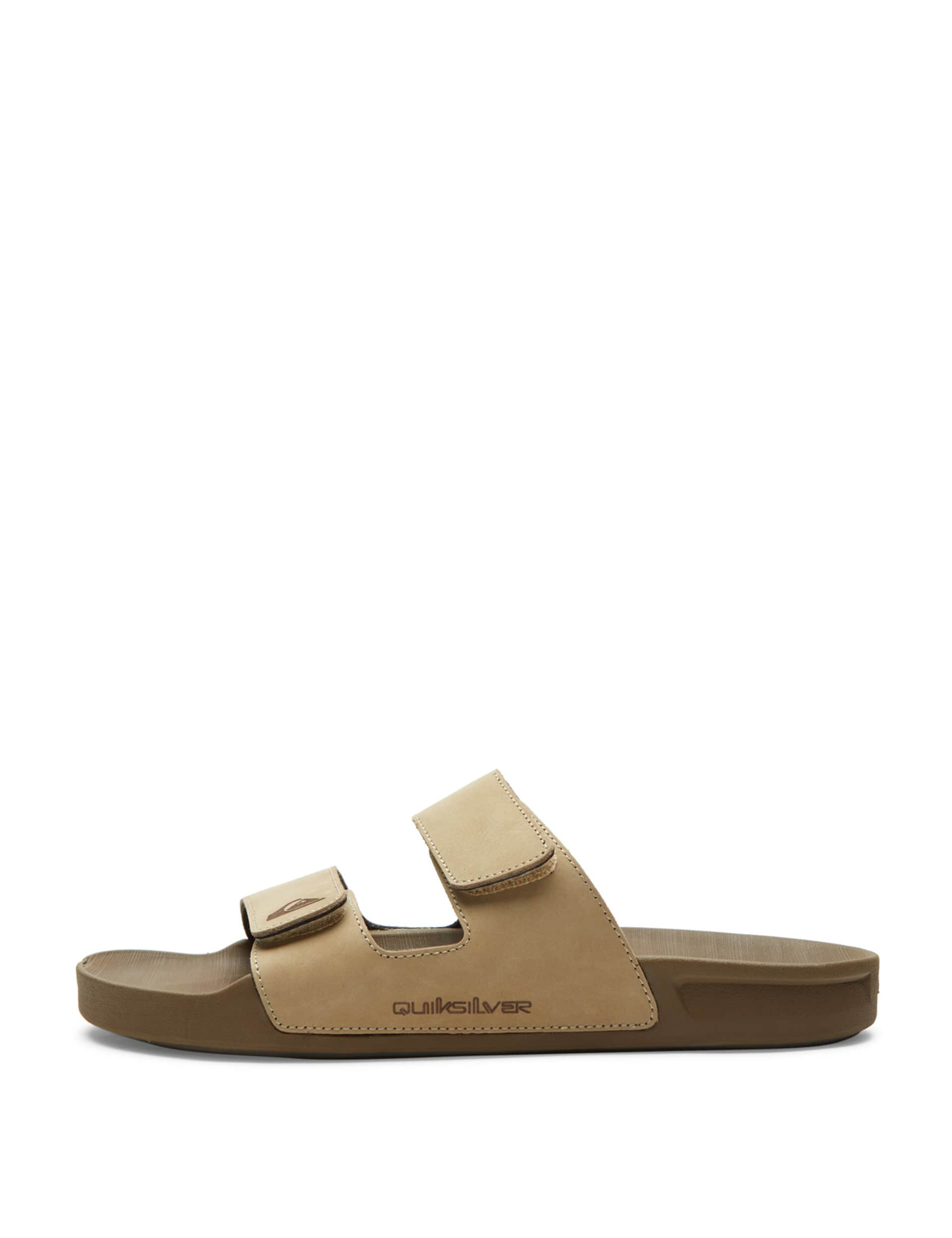 Quiksilver Men's Rivi Leather Riptape Sliders - 9 - Tan, Tan