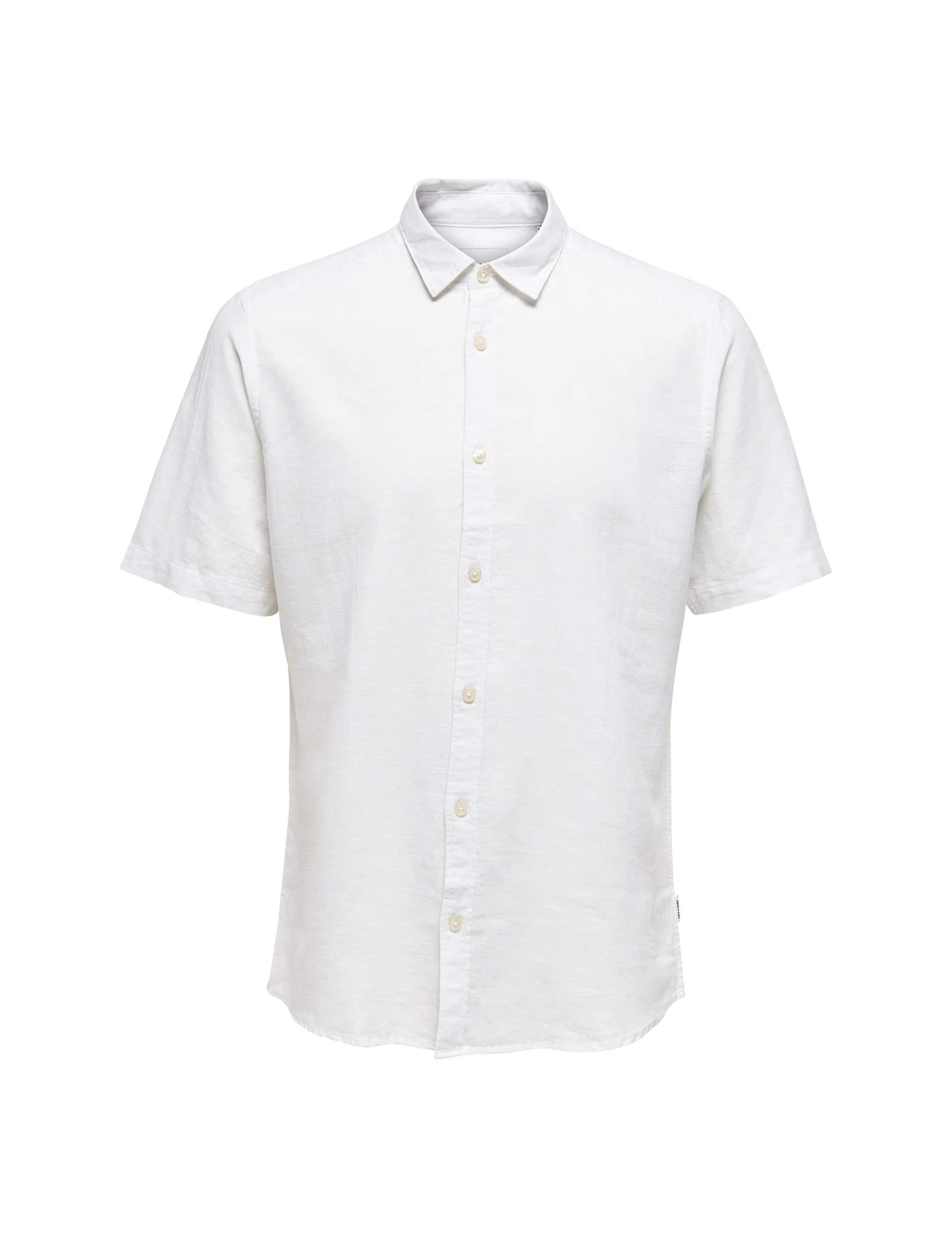 Only & Sons Men's Cotton Linen Blend Shirt - White, White,Green