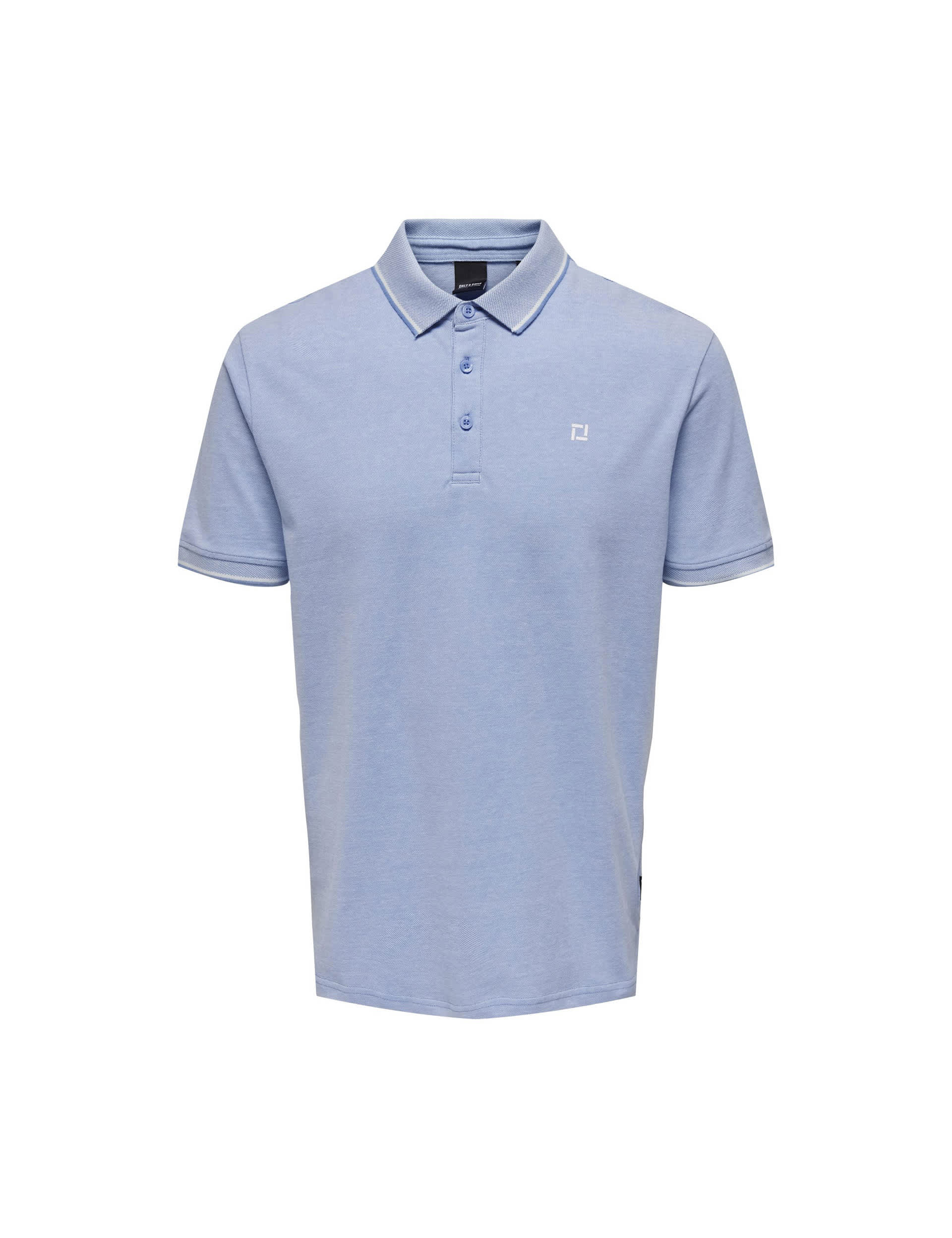 Only & Sons Men's Pure Cotton Tipped Polo Shirt - Blue, Blue