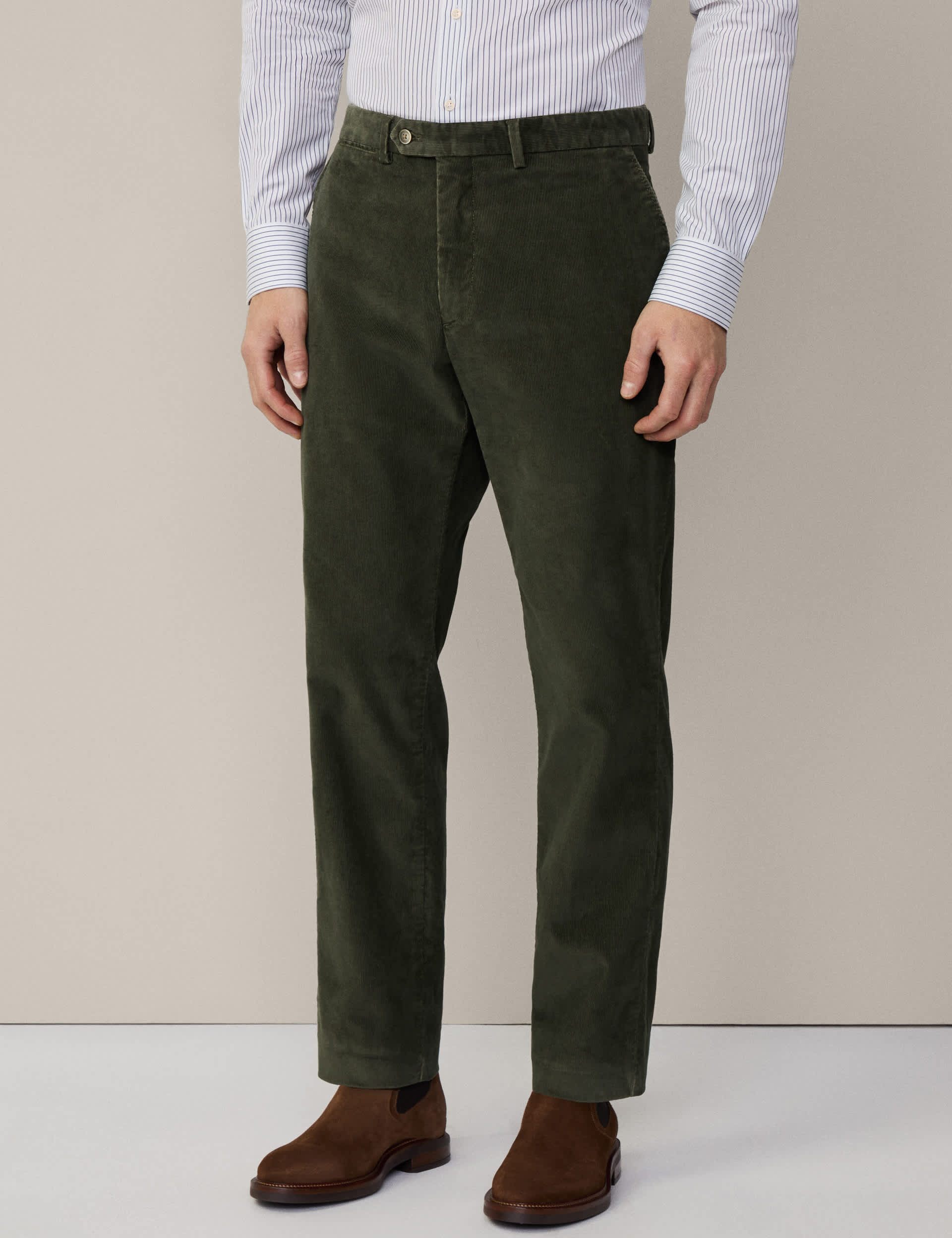 Hackett Men's Slim Fit Cord Chinos - 34REG - Green, Green