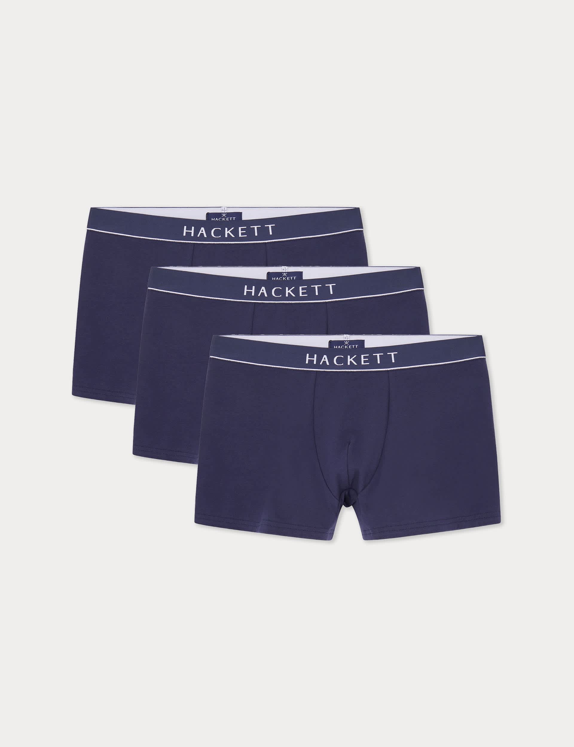 Hackett Men's 3pk Cotton Rich Trunks - L - Navy, White,Navy