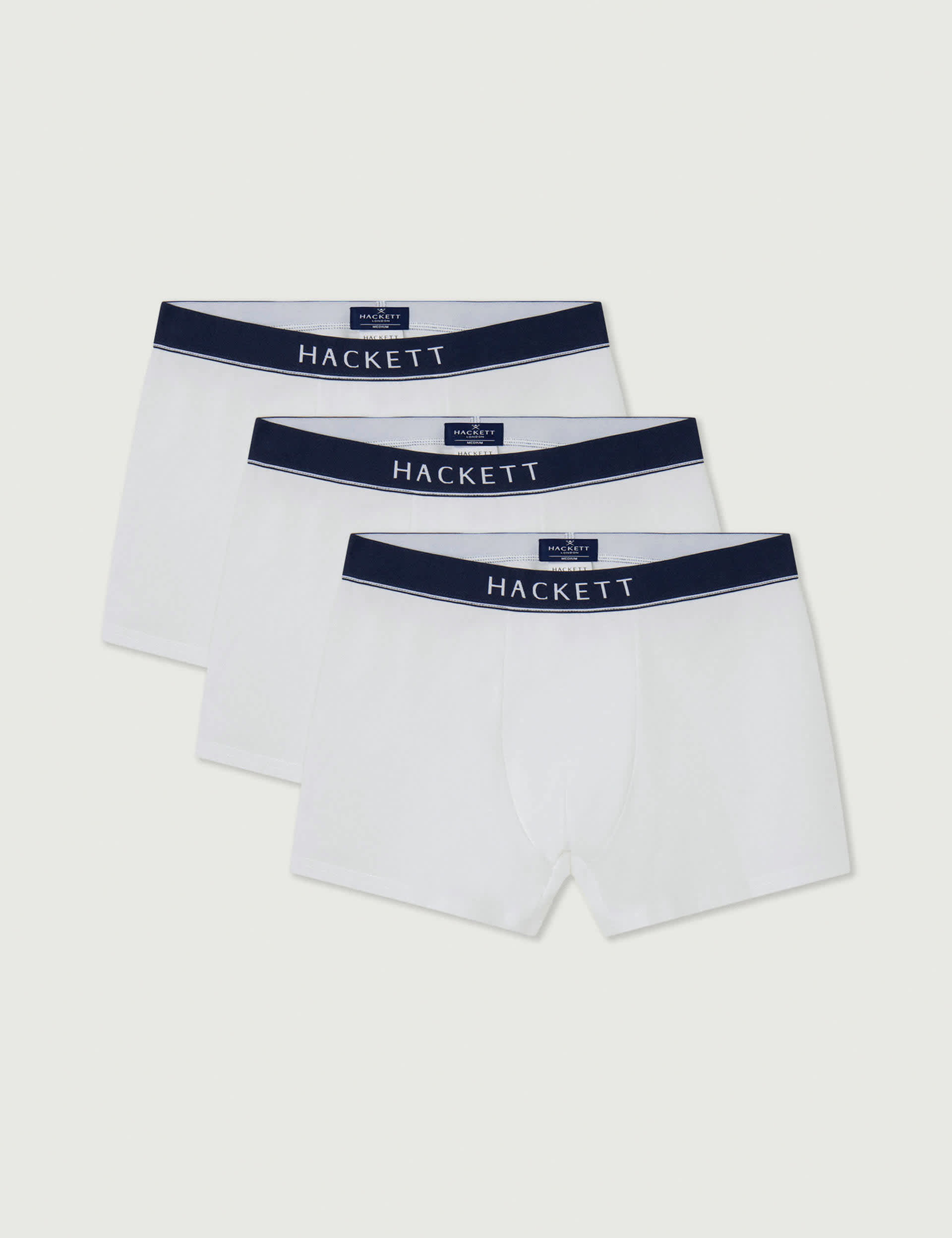 Hackett Men's 3pk Cotton Rich Trunks - L - White, White,Navy