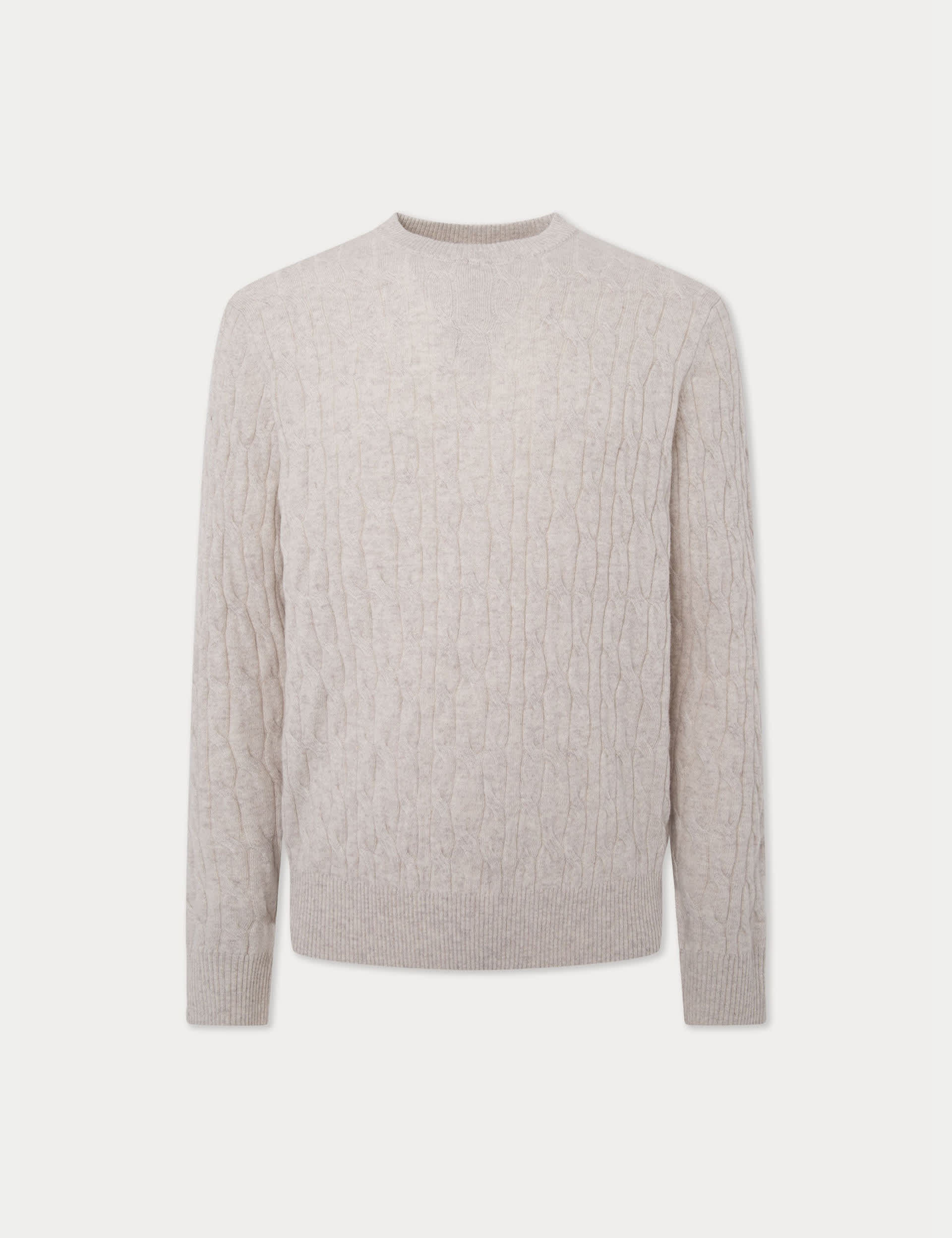 Hackett Men's Pure Wool Cable Crew Neck Jumper - White, White,Navy