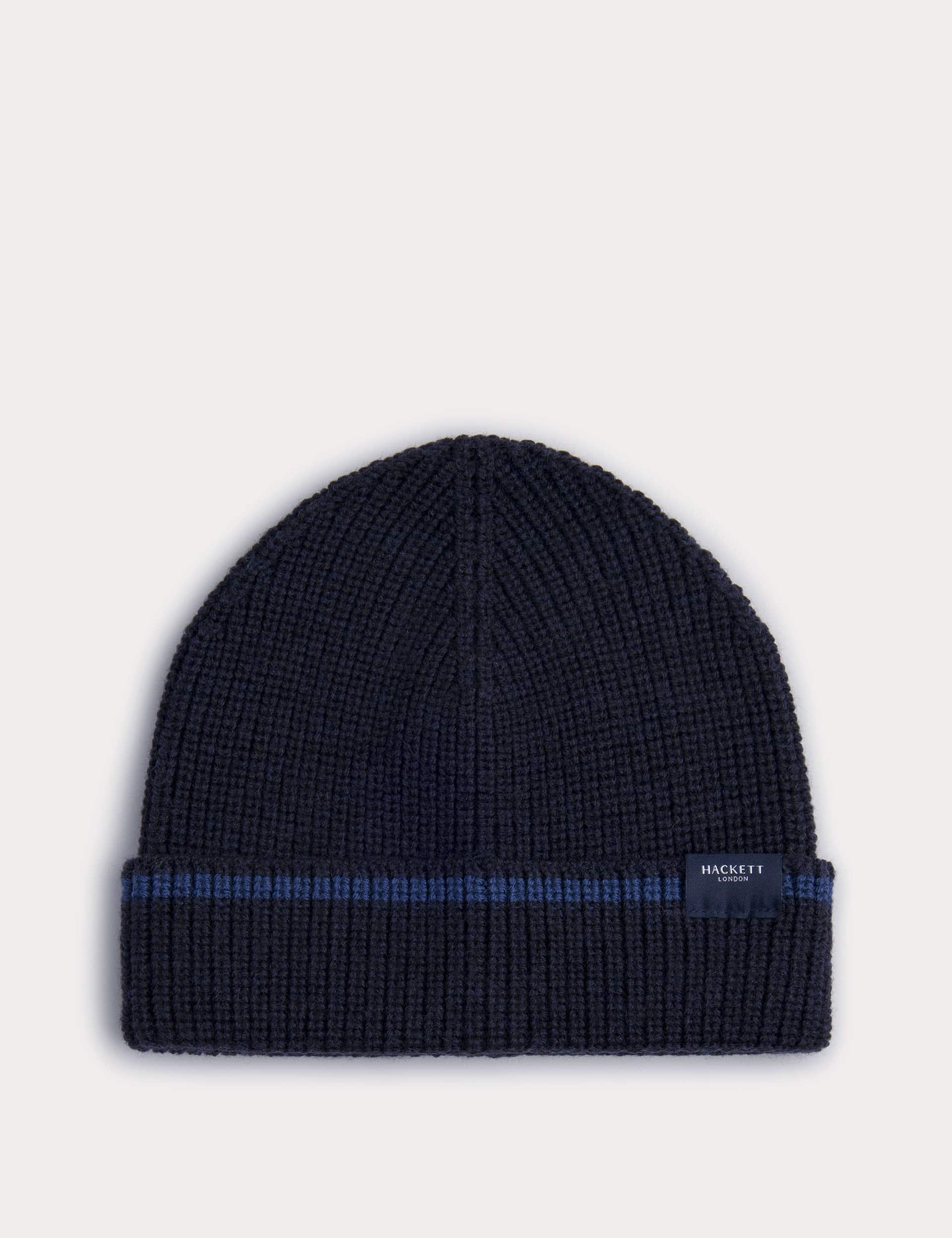 Hackett Men's Pure Merino Wool Beanie Hat - Navy, Grey,Navy