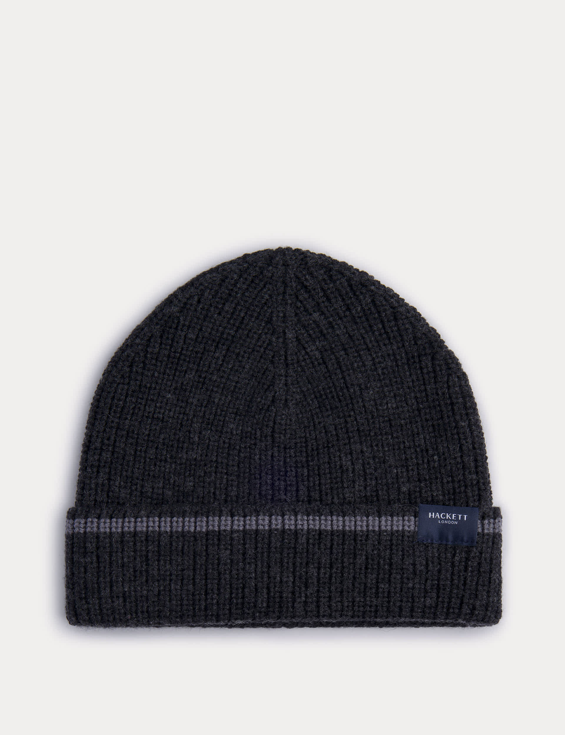 Hackett Men's Pure Merino Wool Beanie Hat - Grey, Grey,Navy