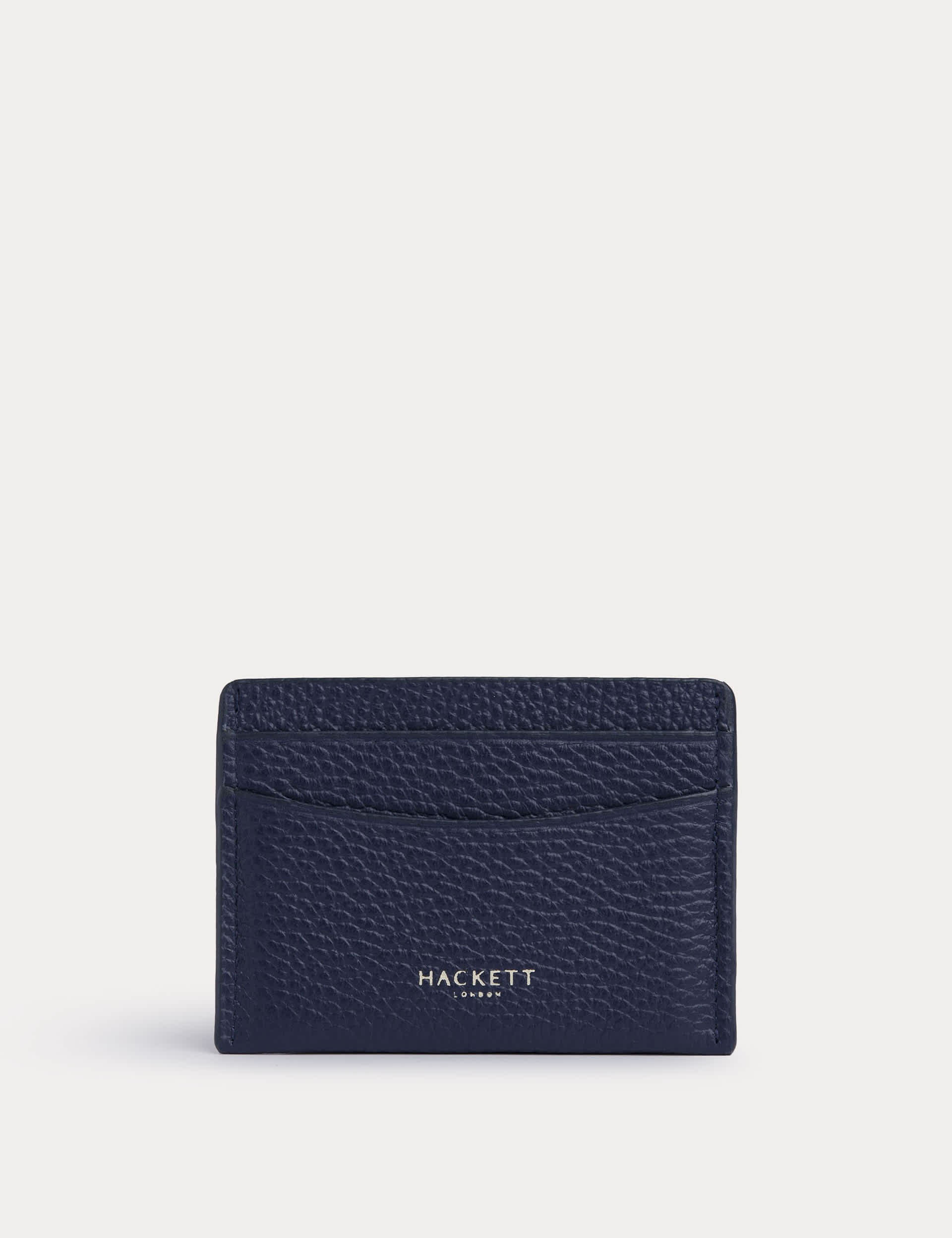 Hackett Men's Leather Textured Card Holder - Blue, Blue