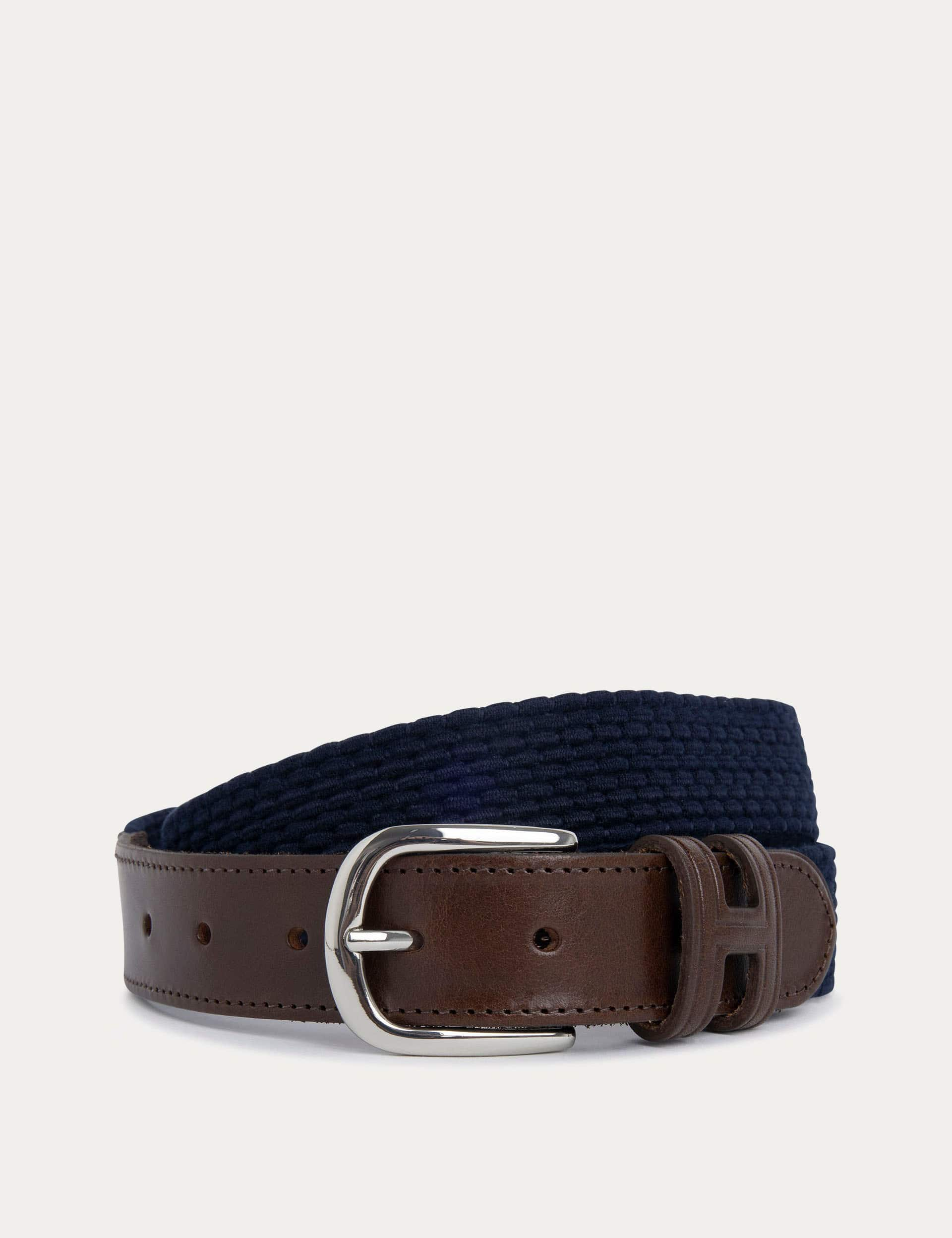 Hackett Men's Casual Woven Belt - Navy, Navy,Brown